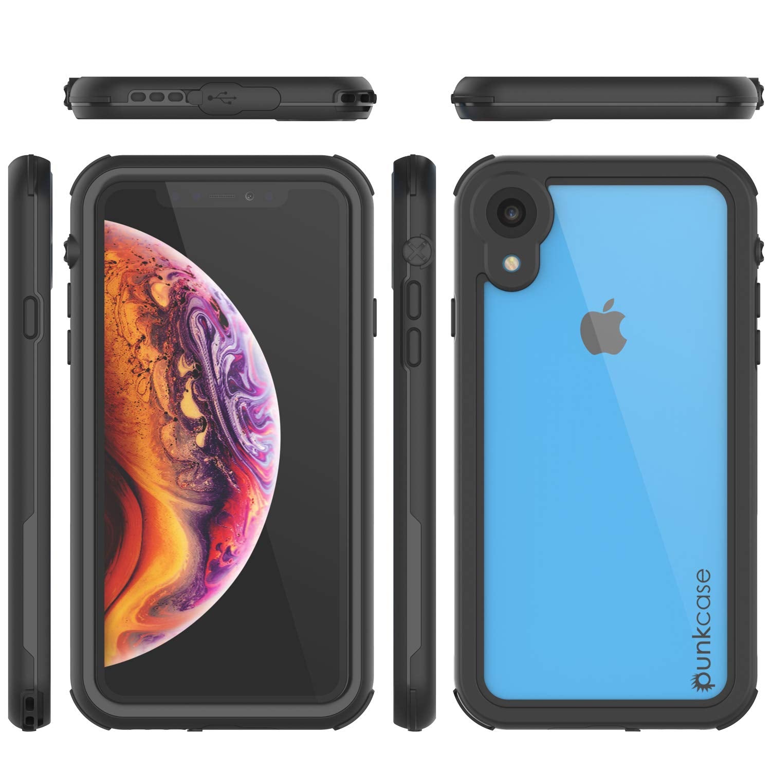 iPhone XR Waterproof IP68 Case, Punkcase [Black] [Rapture Series]  W/Built in Screen Protector