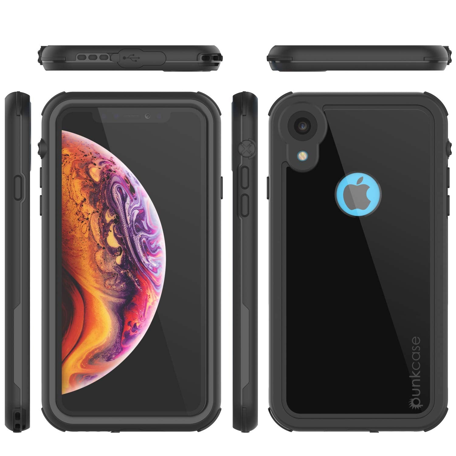iPhone XR Waterproof IP68 Case, Punkcase [Shiny Black] [Rapture Series]  W/Built in Screen Protector