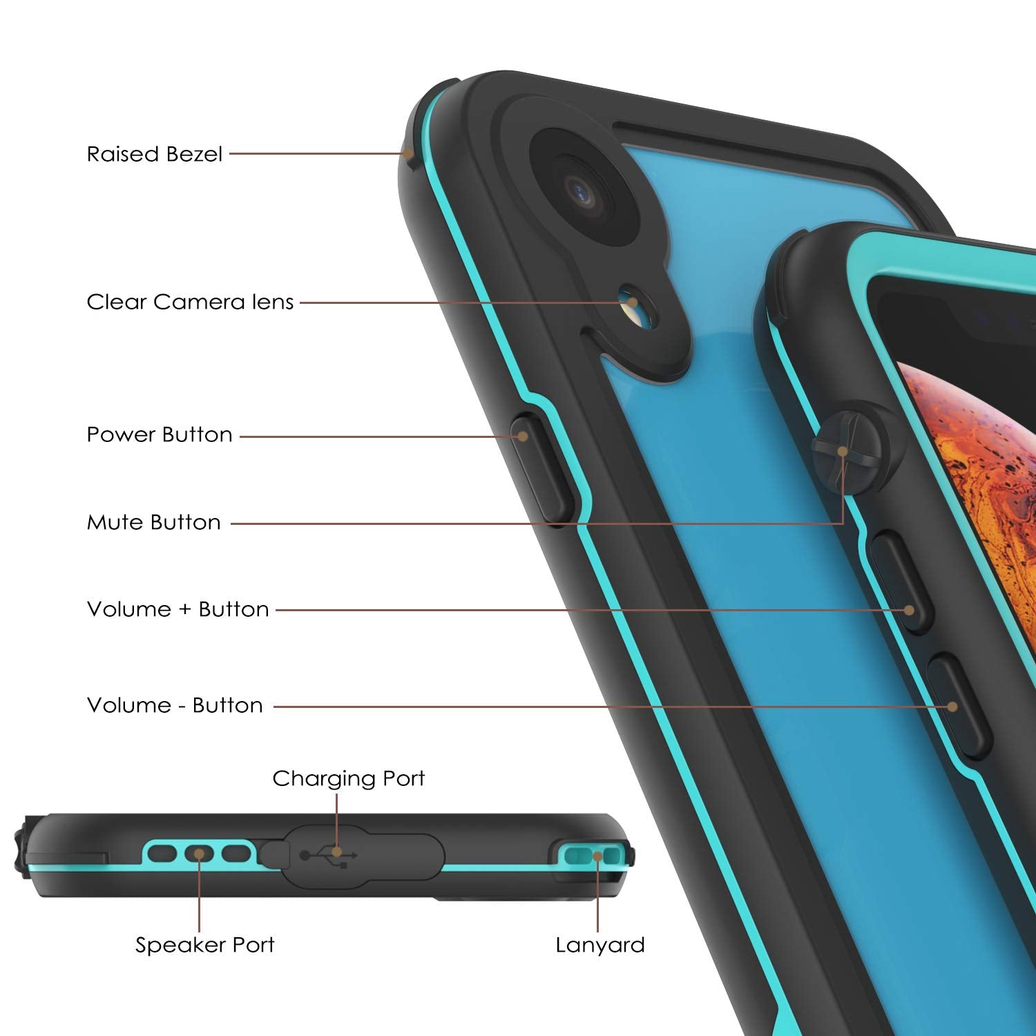 iPhone XR Waterproof IP68 Case, Punkcase [teal] [Rapture Series]  W/Built in Screen Protector