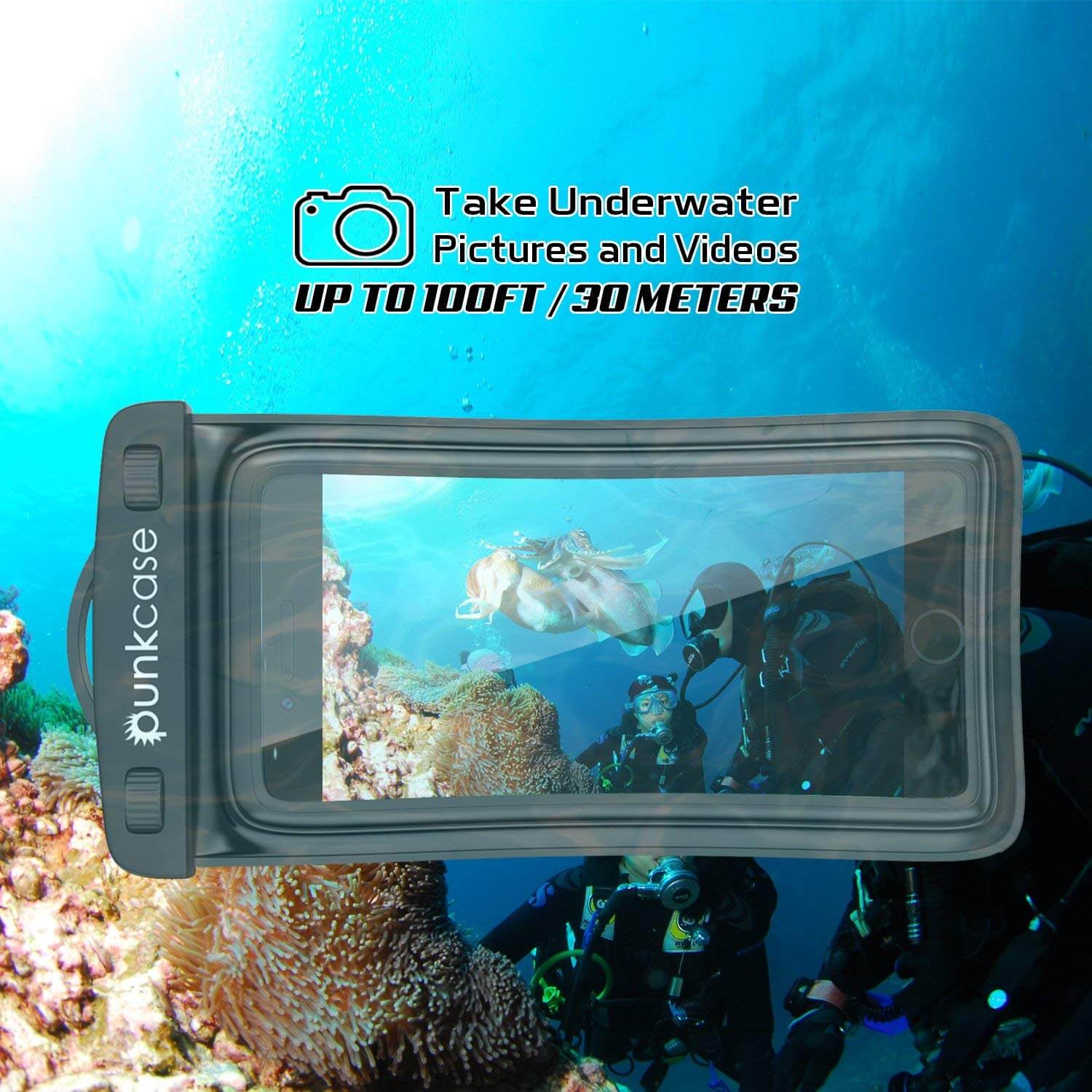 Waterproof Phone Pouch, PunkBag Universal Floating Dry Case Bag for most Cell Phones [Black]