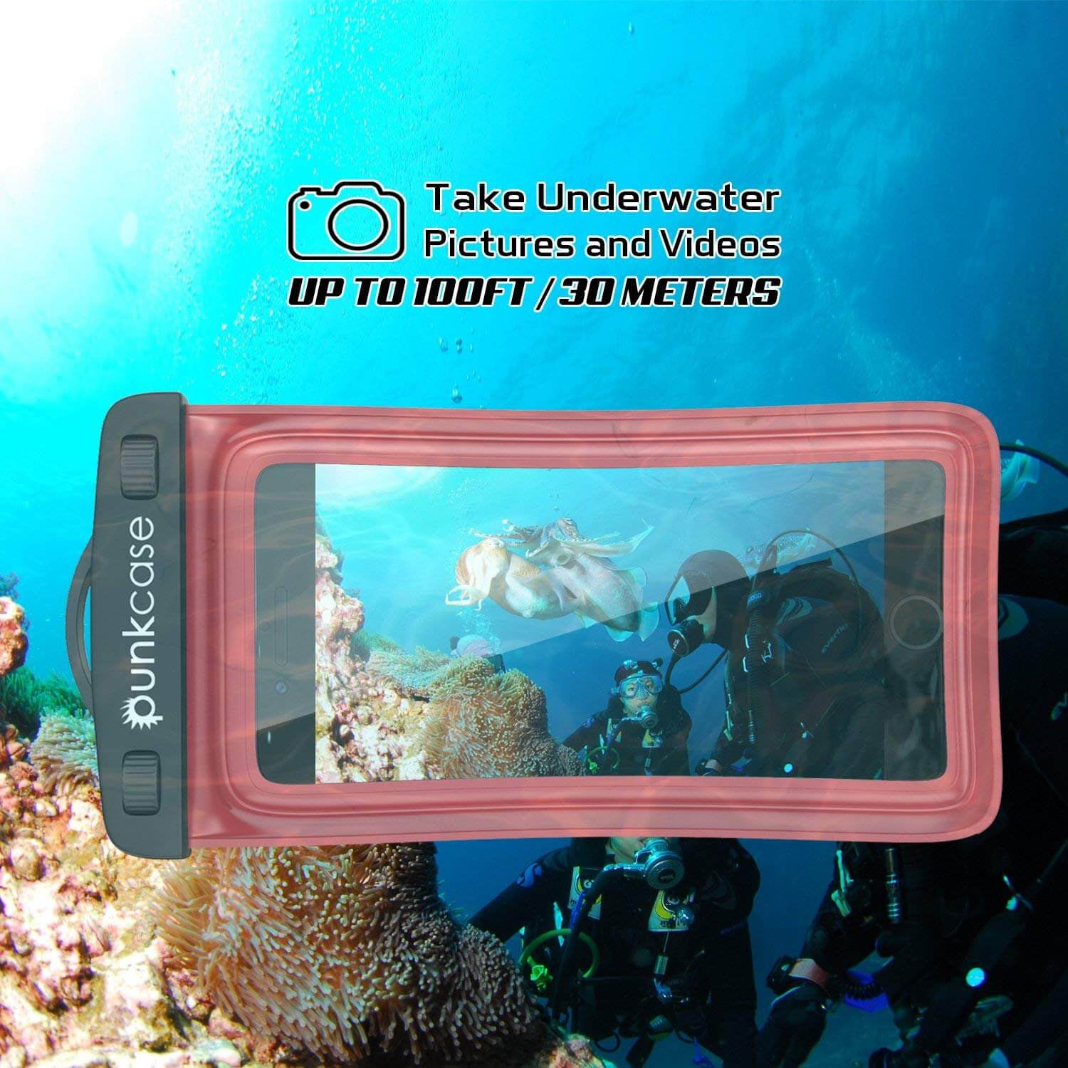 Waterproof Phone Pouch, PunkBag Universal Floating Dry Case Bag for most Cell Phones [Red]