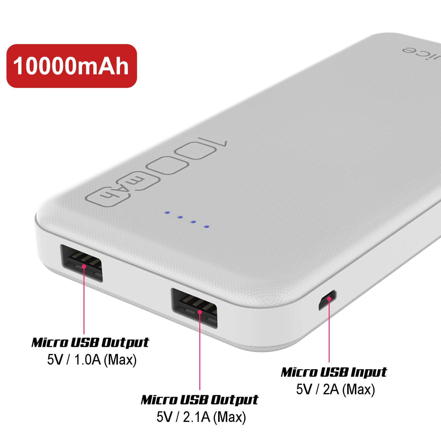 PunkCase PowerBank 10000mah Battery Pack for Samsung & iPhone (Fold/Flip/S24/23/22/21/20) & 15/14/13/12/11/X & all Wireless Supported + iPad's [White]