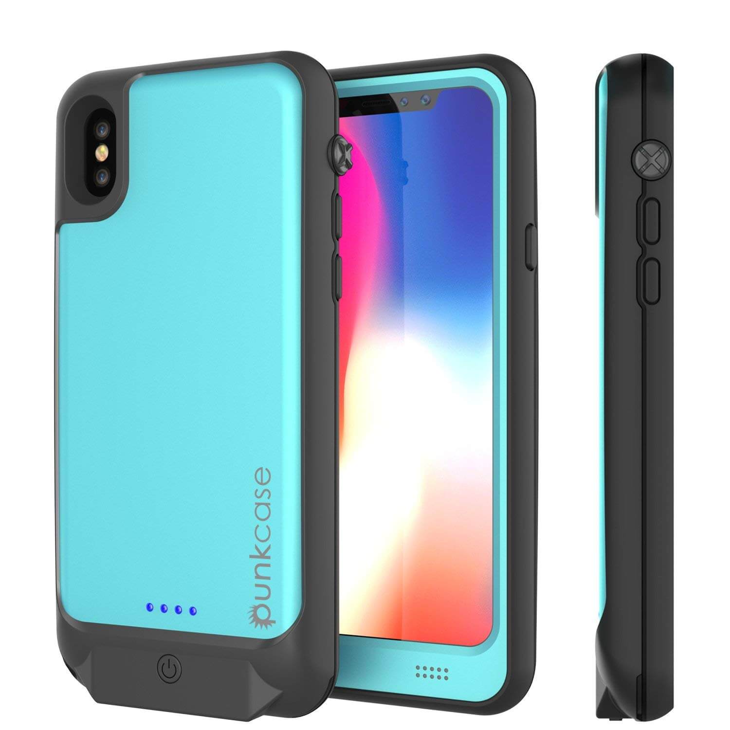 PunkJuice iPhone X Battery Case, Waterproof, IP68 Certified [Ultra Slim] [Teal]