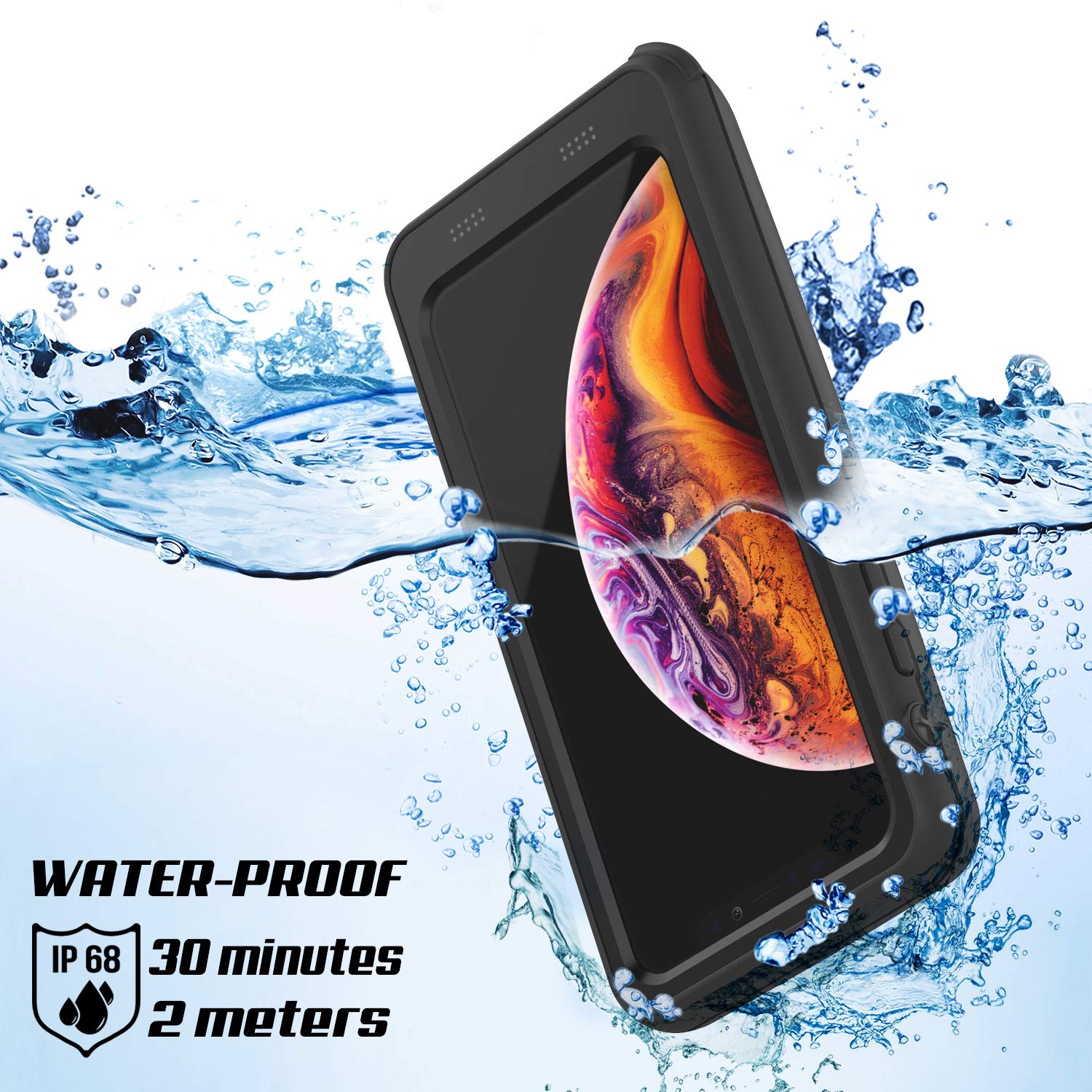 PunkJuice iPhone XS Battery Case, Waterproof, IP68 Certified [Ultra Slim] [Black]