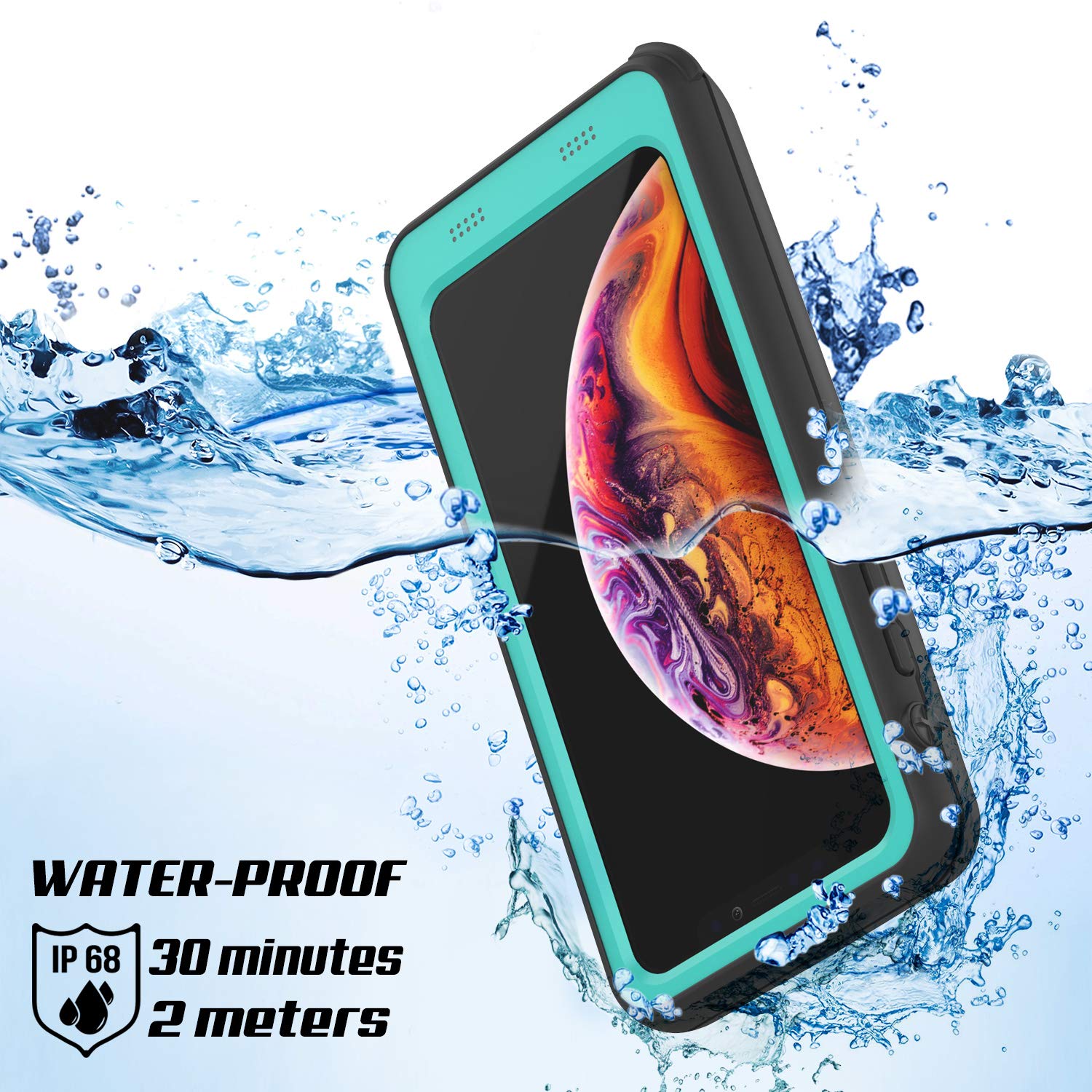 PunkJuice iPhone XS Battery Case, Waterproof, IP68 Certified [Ultra Slim] [Teal]
