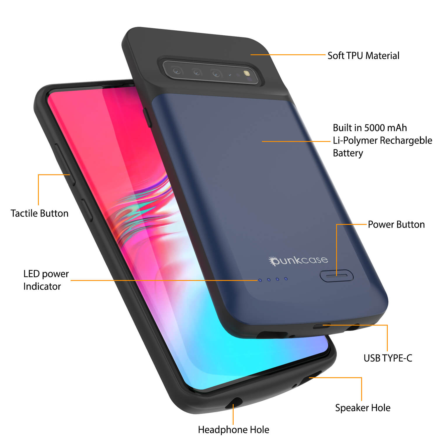 PunkJuice S10 5G Battery Case Reg. Blue - Fast Charging Power Juice Bank with 4700mAh