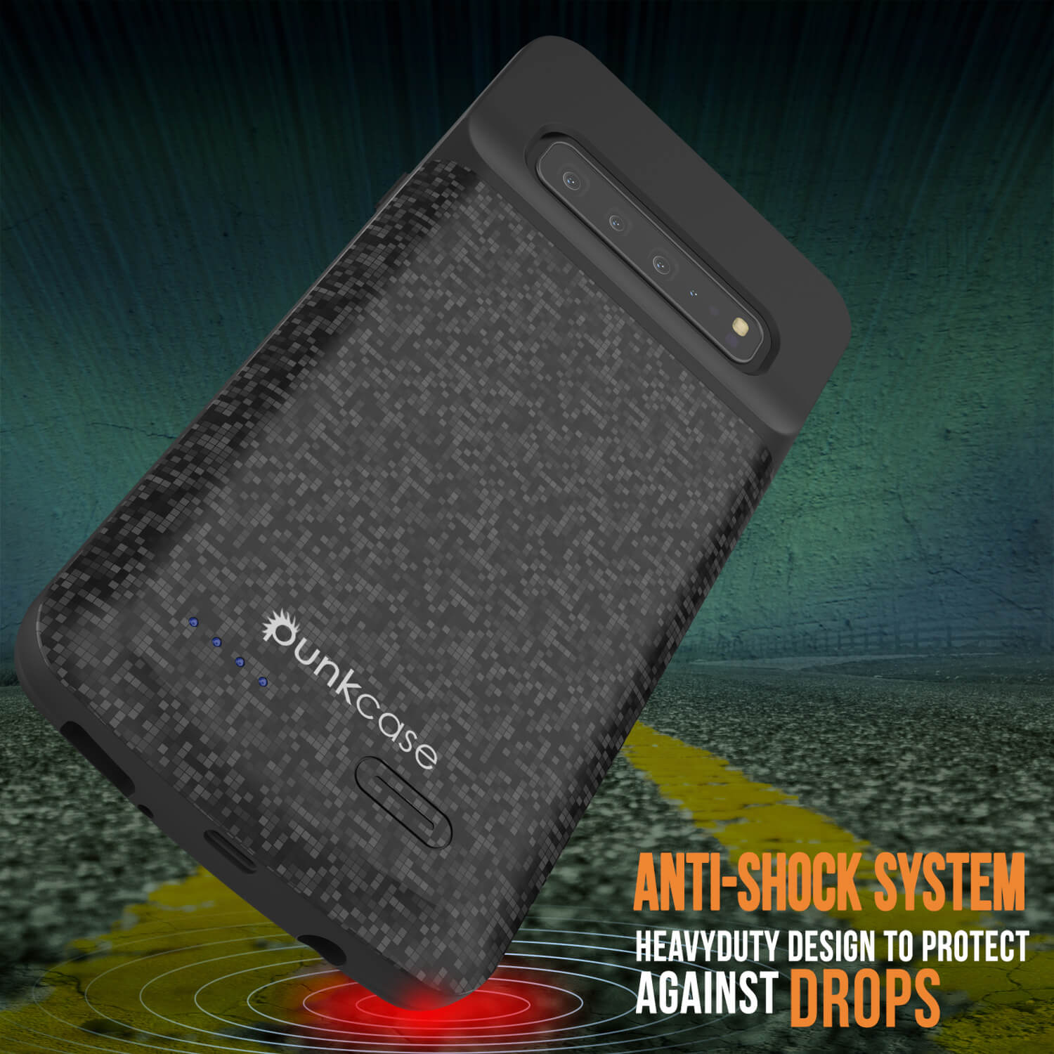 PunkJuice S10 5G Battery Case Black Pattern - Fast Charging Power Juice Bank with 4700mAh