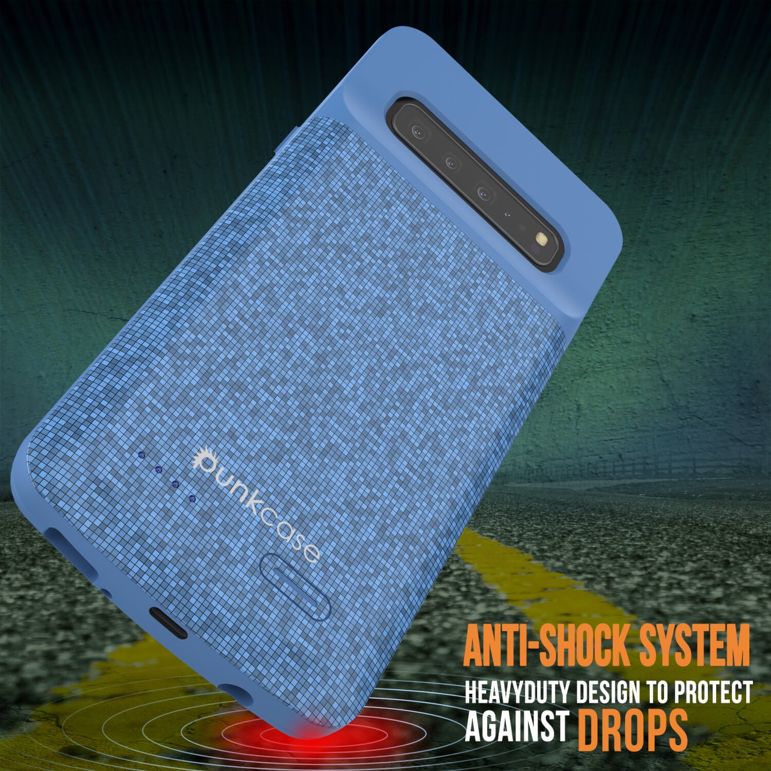 PunkJuice S10 5G Battery Case Blue Pattern - Fast Charging Power Juice Bank with 4700mAh