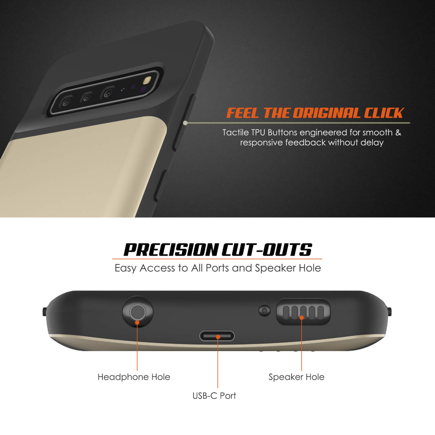 PunkJuice S10 5G Battery Case Gold - Fast Charging Power Juice Bank with 4700mAh