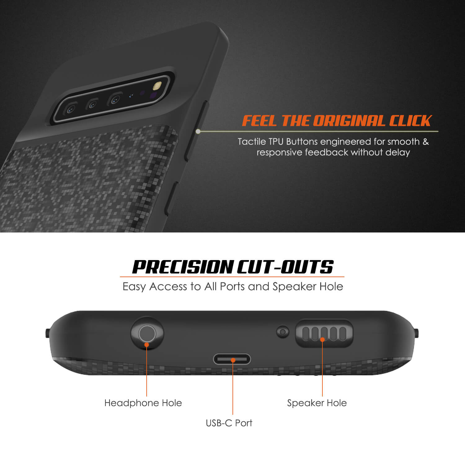 PunkJuice S10 5G Battery Case Black Pattern - Fast Charging Power Juice Bank with 4700mAh