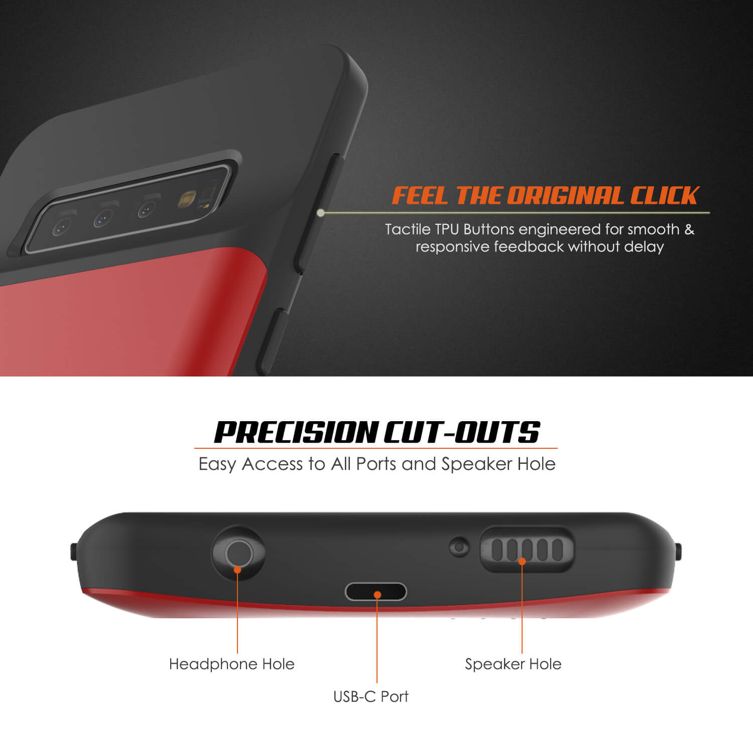 PunkJuice S10+ Plus Battery Case Red - Fast Charging Power Juice Bank with 5000mAh