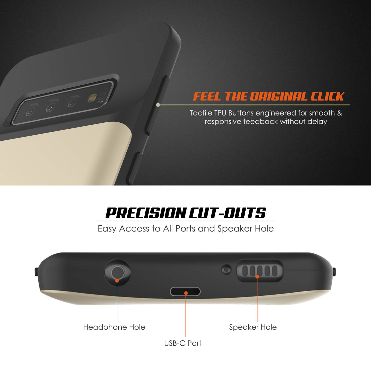 PunkJuice S10+ Plus Battery Case Gold - Fast Charging Power Juice Bank with 5000mAh