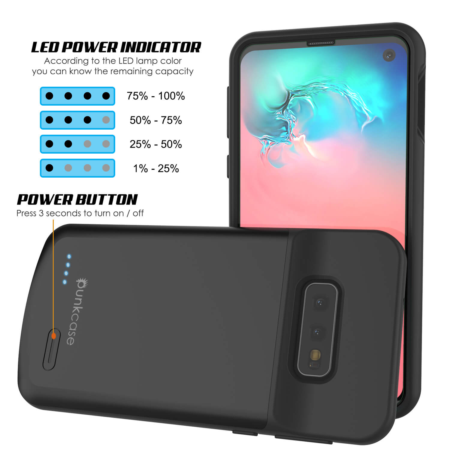 PunkJuice S10e Battery Case Reg. Black - Fast Charging Power Juice Bank with 4700mAh