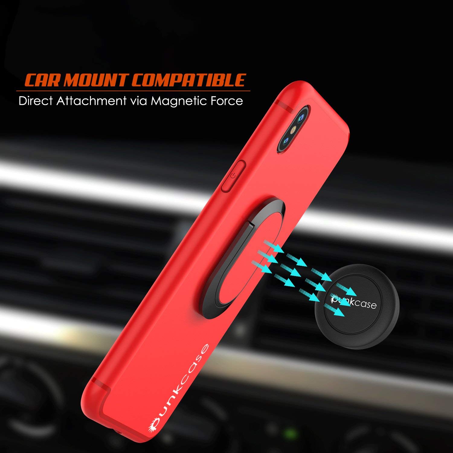 iPhone XR Case, Punkcase Magnetix Protective TPU Cover W/ Kickstand, Tempered Glass Screen Protector [Red]