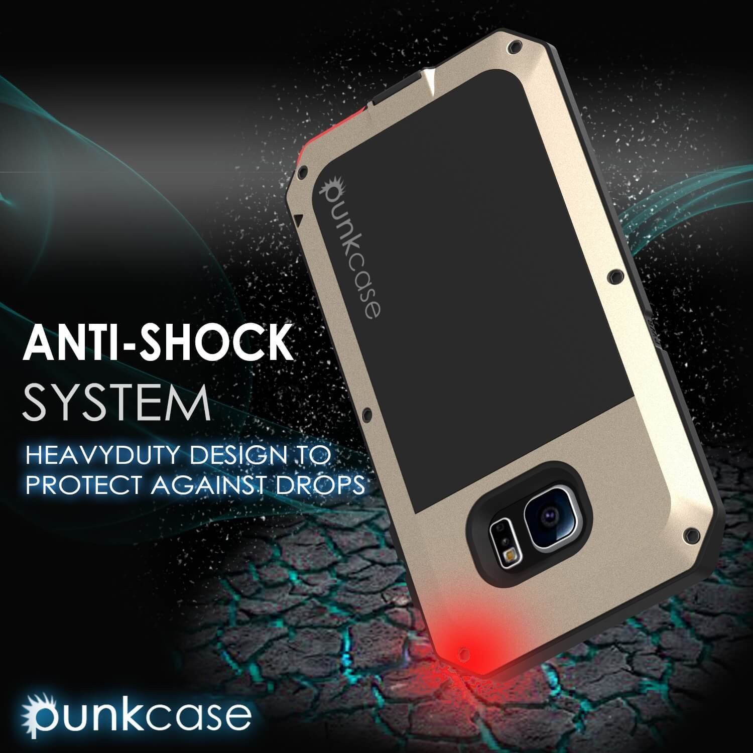 Galaxy S6 EDGE+ Plus  Case, PUNKcase Metallic Gold Shockproof  Slim Metal Armor Case