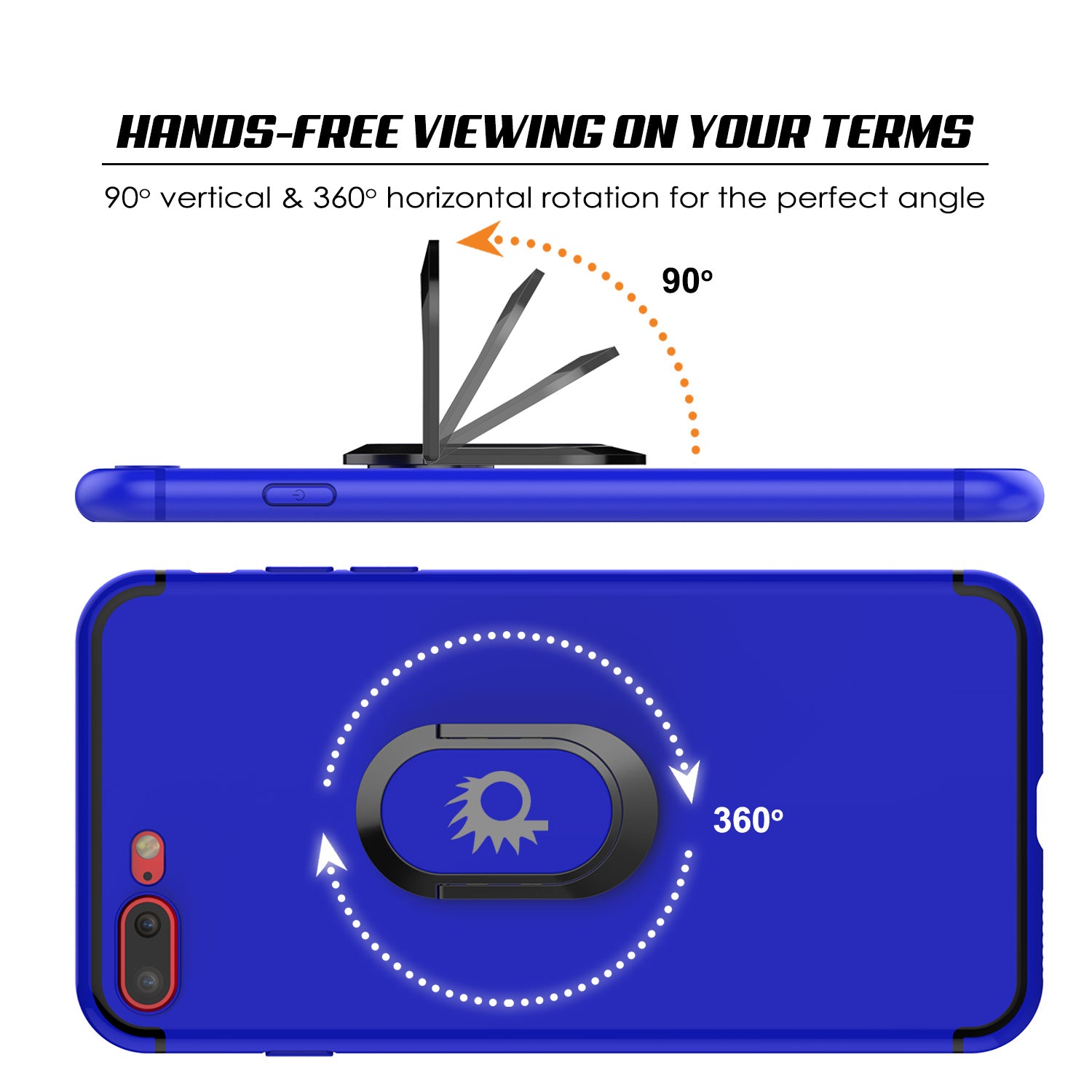 iPhone 8 PLUS Case, Punkcase Magnetix Protective TPU Cover W/ Kickstand, Tempered Glass Screen Protector [Blue]