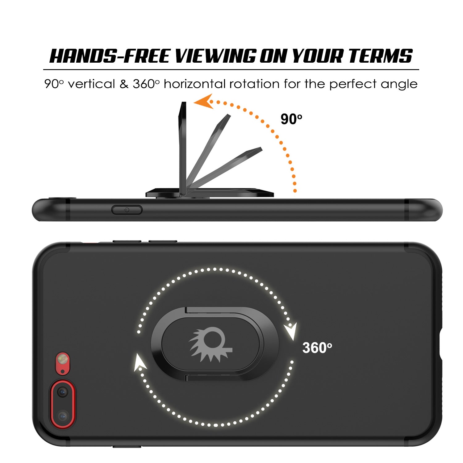 iPhone 8 PLUS Case, Punkcase Magnetix Protective TPU Cover W/ Kickstand, Tempered Glass Screen Protector [Black]