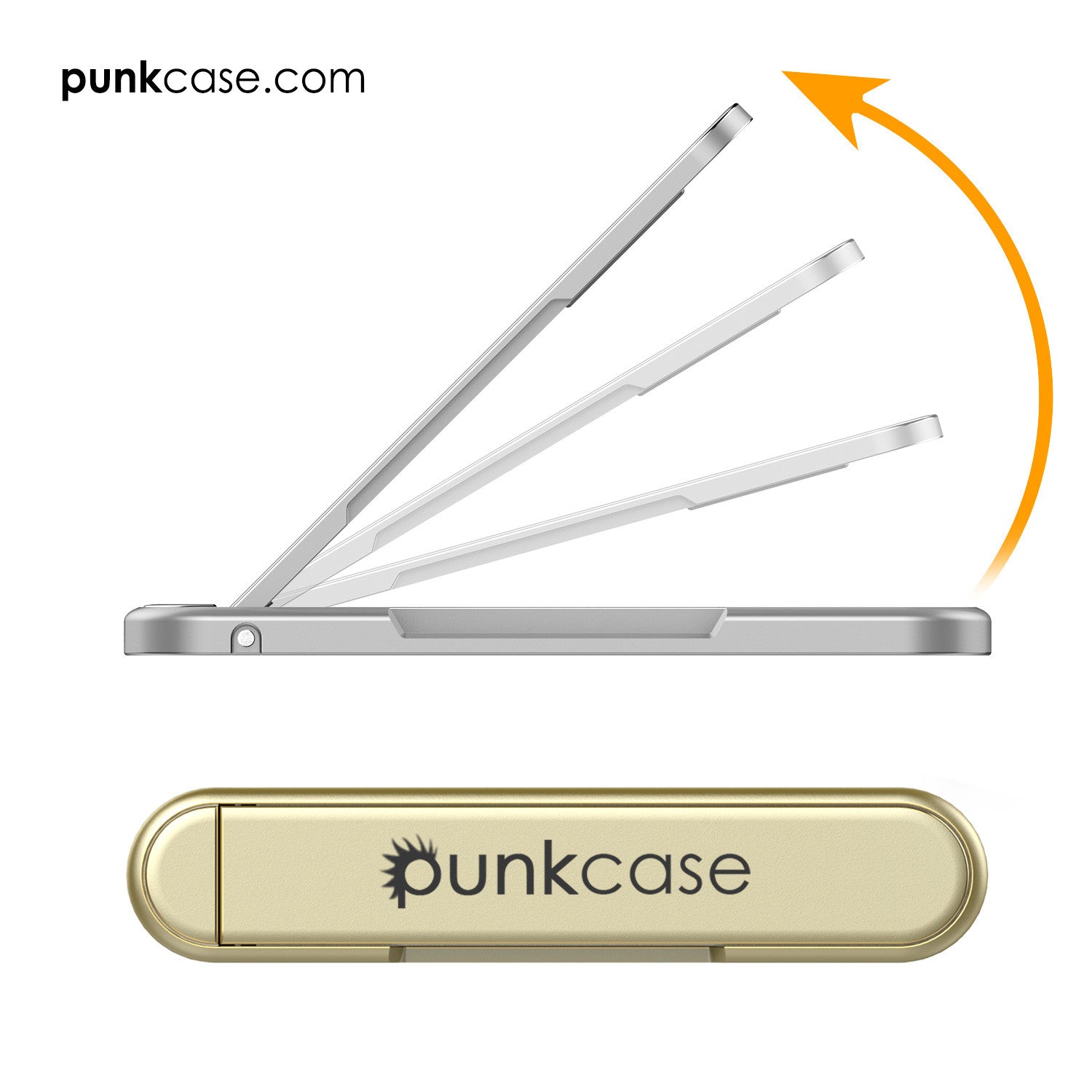 PUNKCASE FlickStick Universal Cell Phone Kickstand for all Mobile Phones & Cases with Flat Backs, One Finger Operation (Gold)