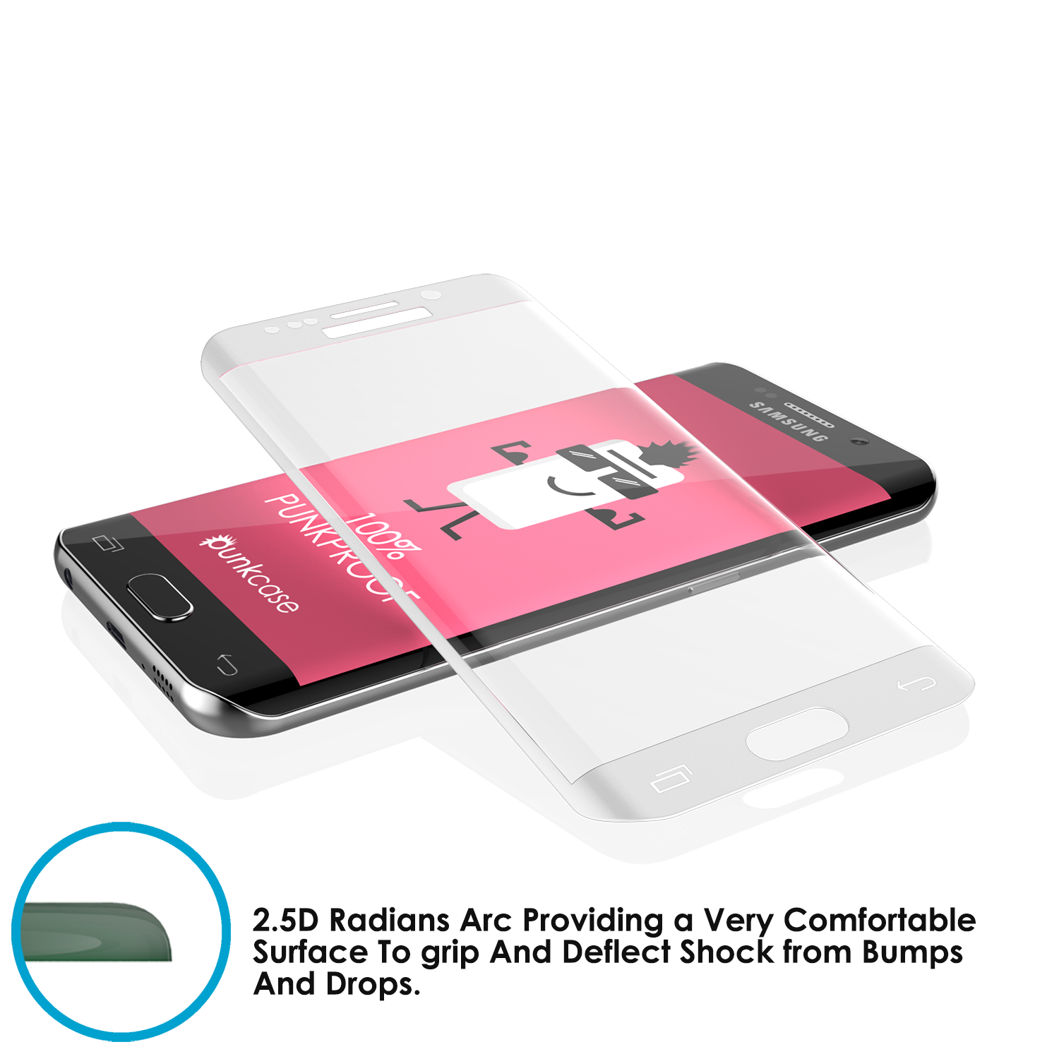 Galaxy S6 Edge Plus White Punkcase Glass SHIELD Tempered Glass Screen Protector 0.33mm Thick 9H