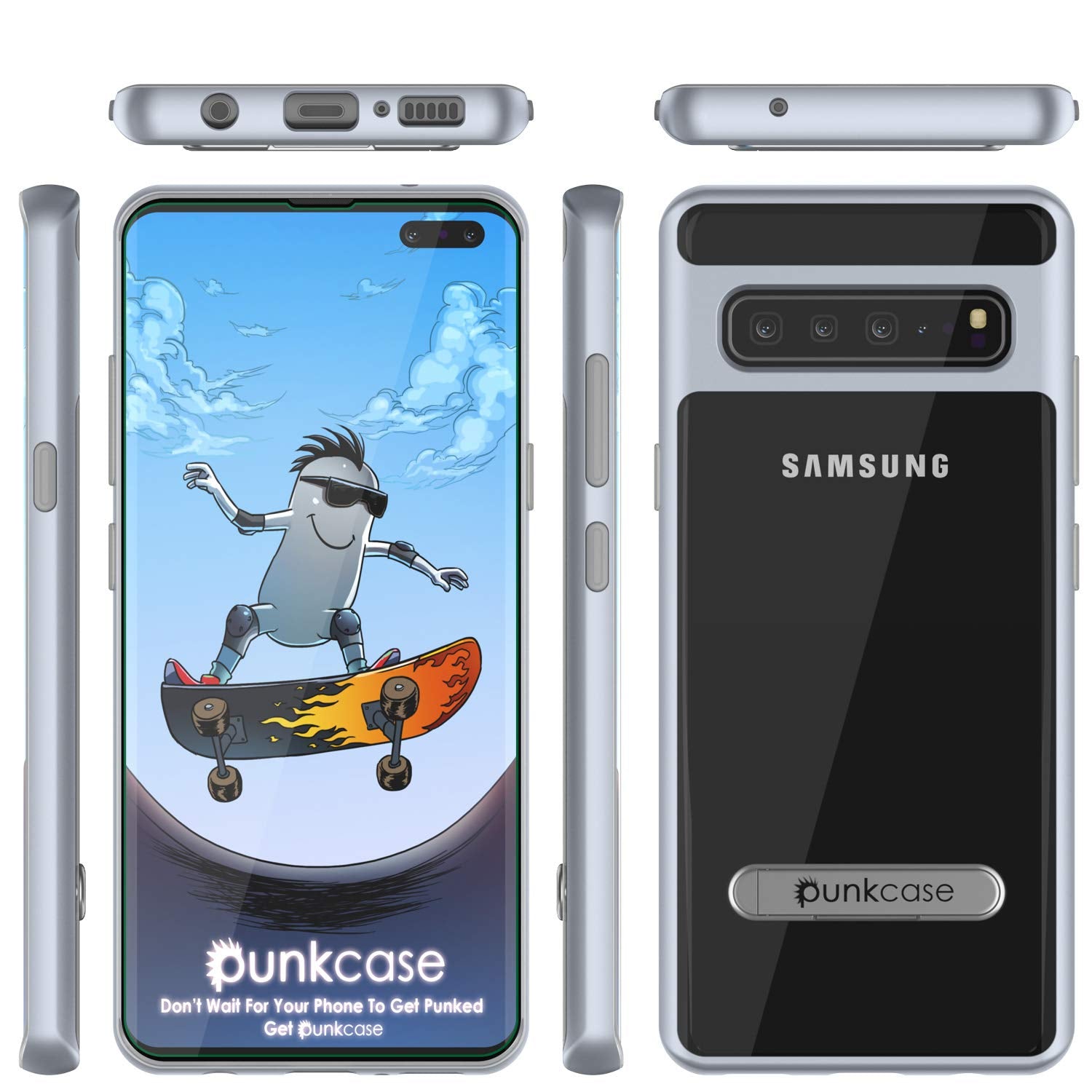 Galaxy S10 5G Case, PUNKcase [LUCID 3.0 Series] [Slim Fit] Armor Cover w/ Integrated Screen Protector [Silver]