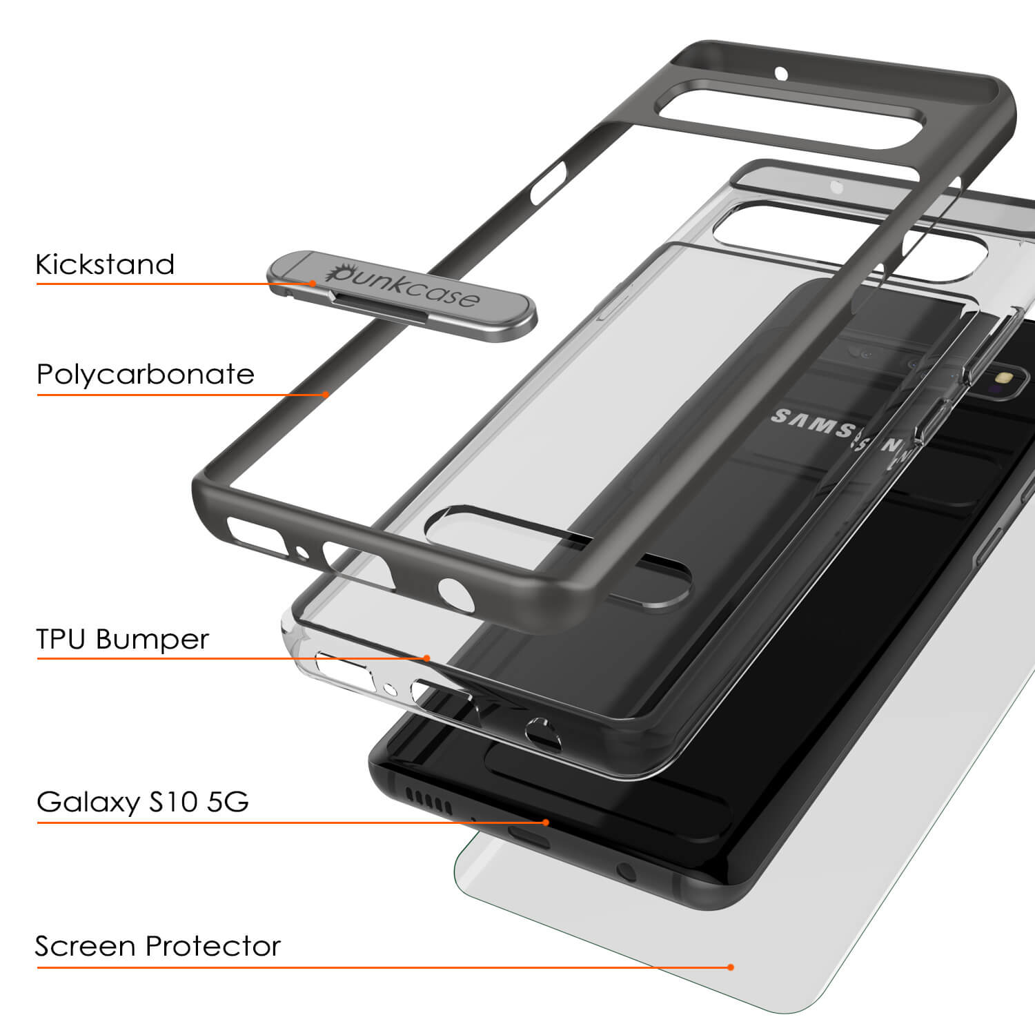 Galaxy S10 5G Case, PUNKcase [LUCID 3.0 Series] [Slim Fit] Armor Cover w/ Integrated Screen Protector [Grey]