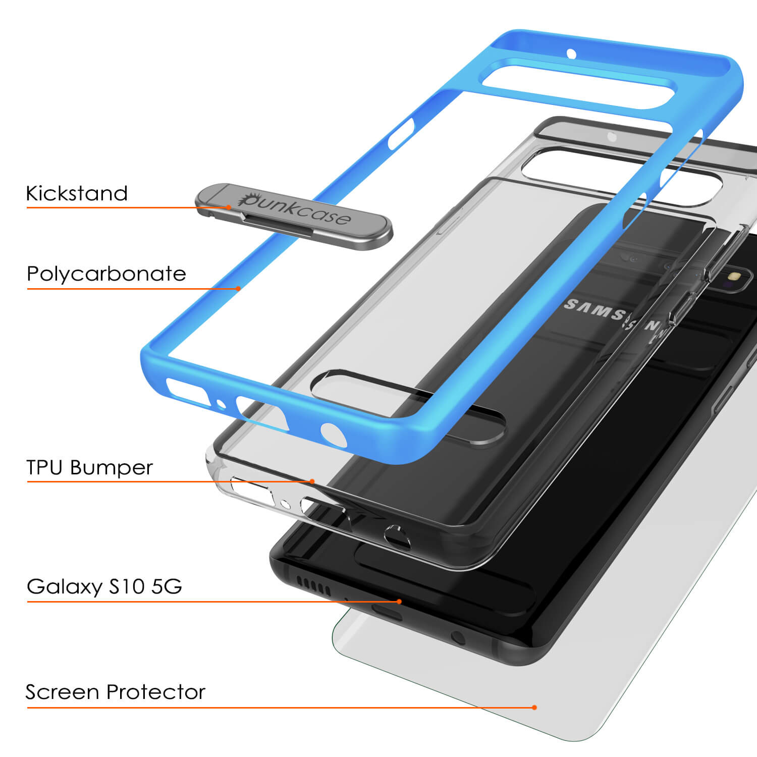 Galaxy S10 5G Case, PUNKcase [LUCID 3.0 Series] [Slim Fit] Armor Cover w/ Integrated Screen Protector [Blue]