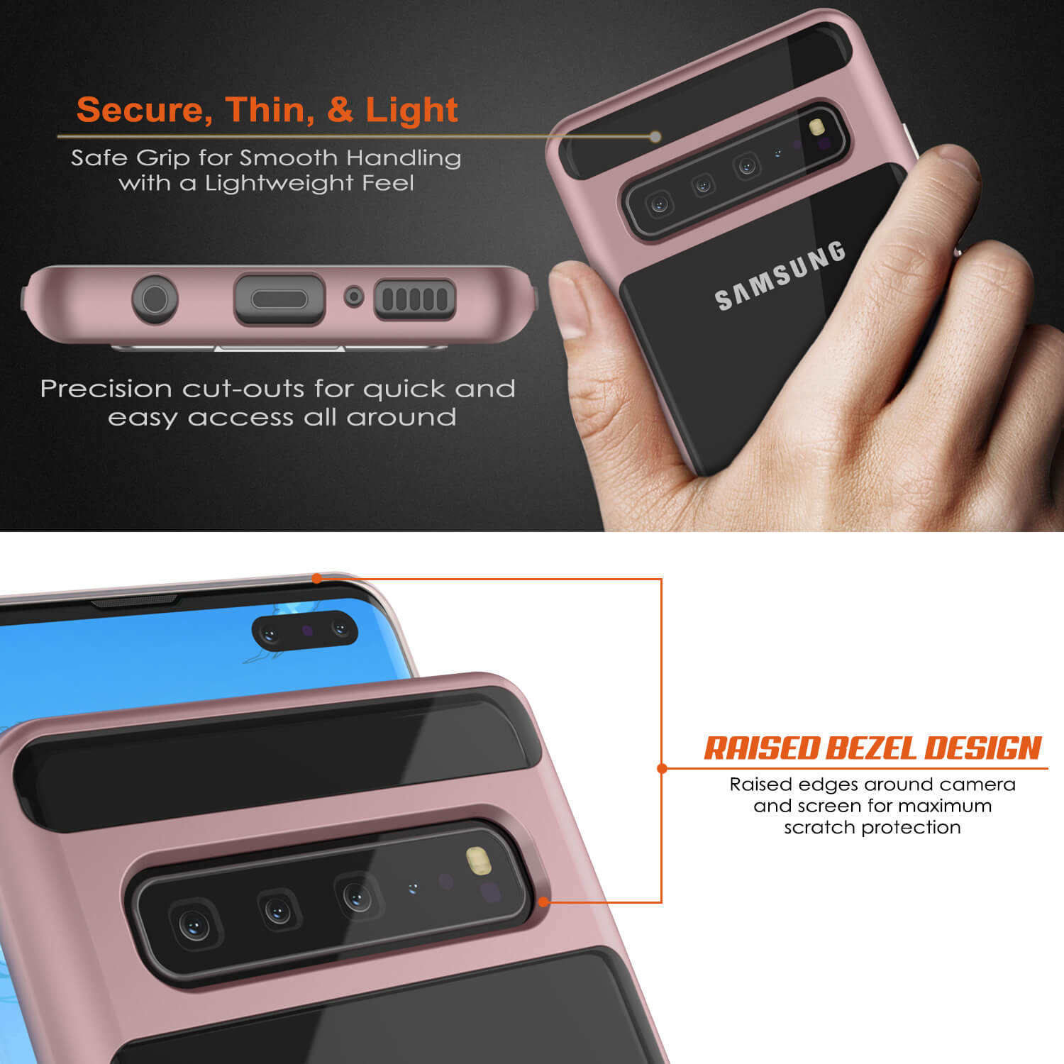 Galaxy S10 5G Case, PUNKcase [LUCID 3.0 Series] [Slim Fit] Armor Cover w/ Integrated Screen Protector [Rose Gold]