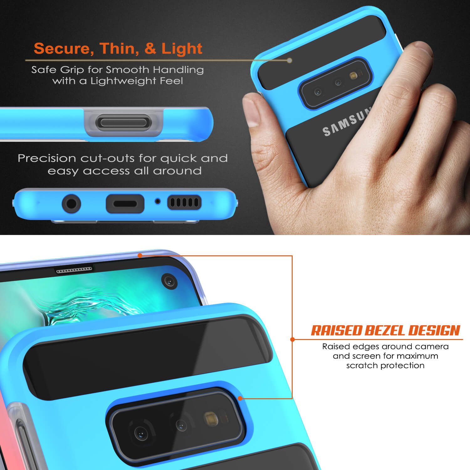 Galaxy S10e Case, PUNKcase [LUCID 3.0 Series] [Slim Fit] Armor Cover w/ Integrated Screen Protector [Blue]