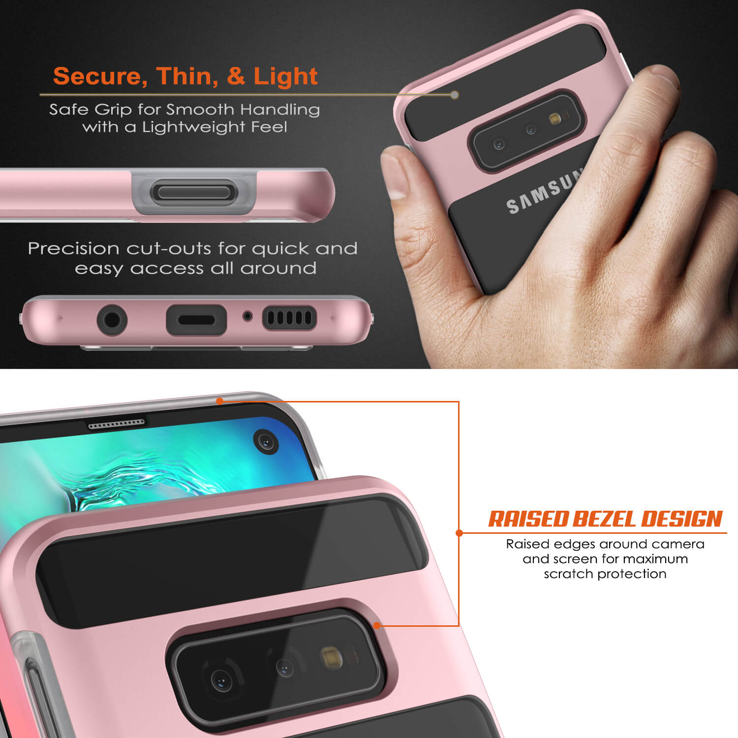 Galaxy S10e Case, PUNKcase [LUCID 3.0 Series] [Slim Fit] Armor Cover w/ Integrated Screen Protector [Rose Gold]