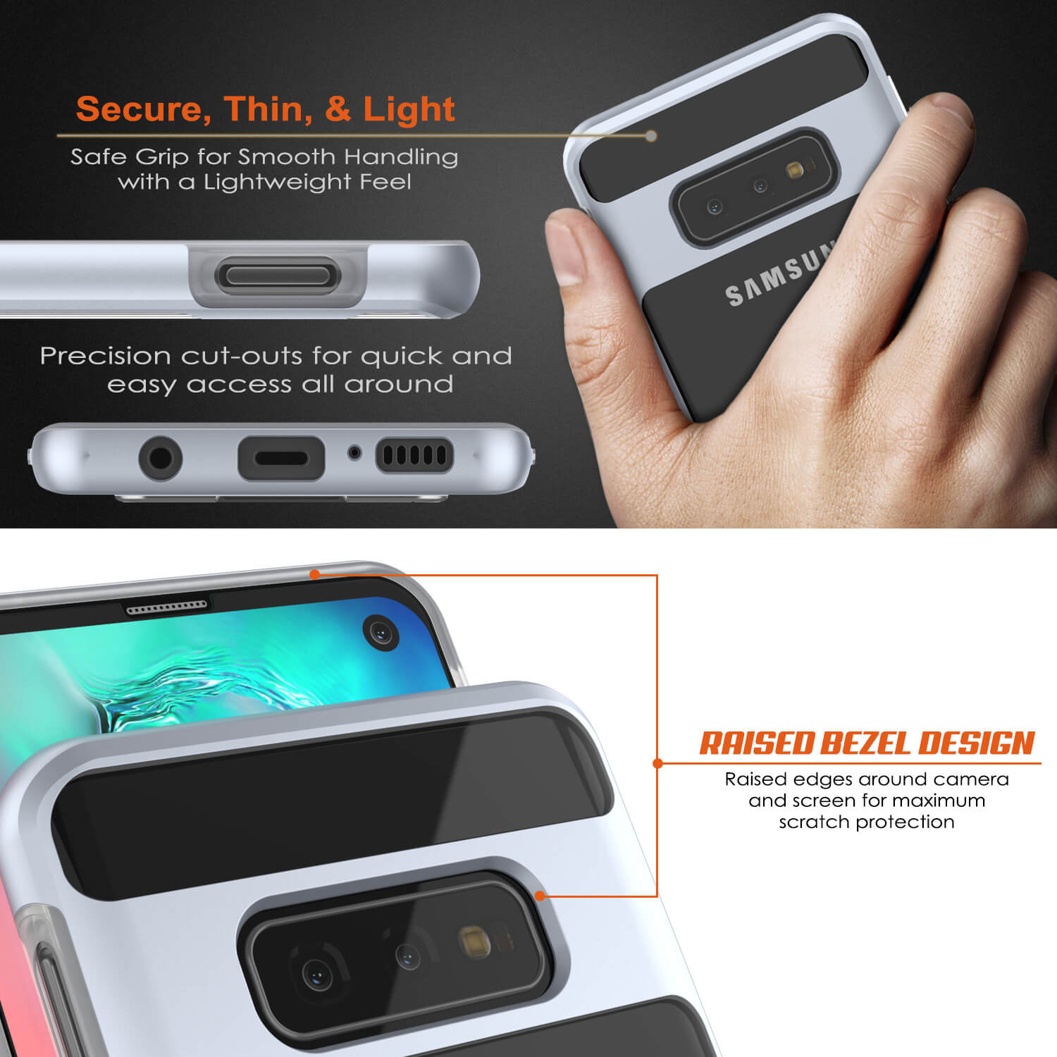 Galaxy S10e Case, PUNKcase [LUCID 3.0 Series] [Slim Fit] Armor Cover w/ Integrated Screen Protector [Silver]