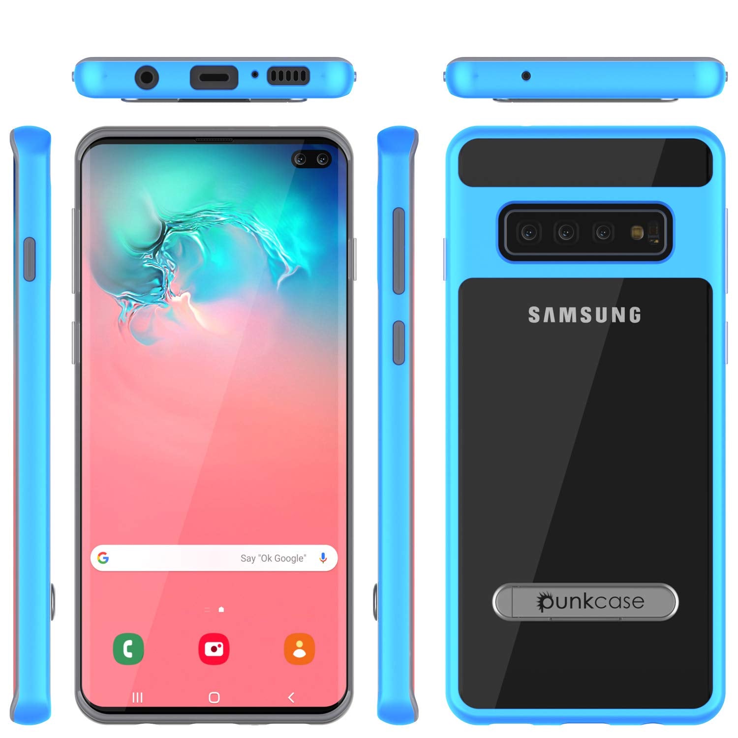Galaxy S10+ Plus Case, PUNKcase [LUCID 3.0 Series] [Slim Fit] Armor Cover w/ Integrated Screen Protector [Blue]