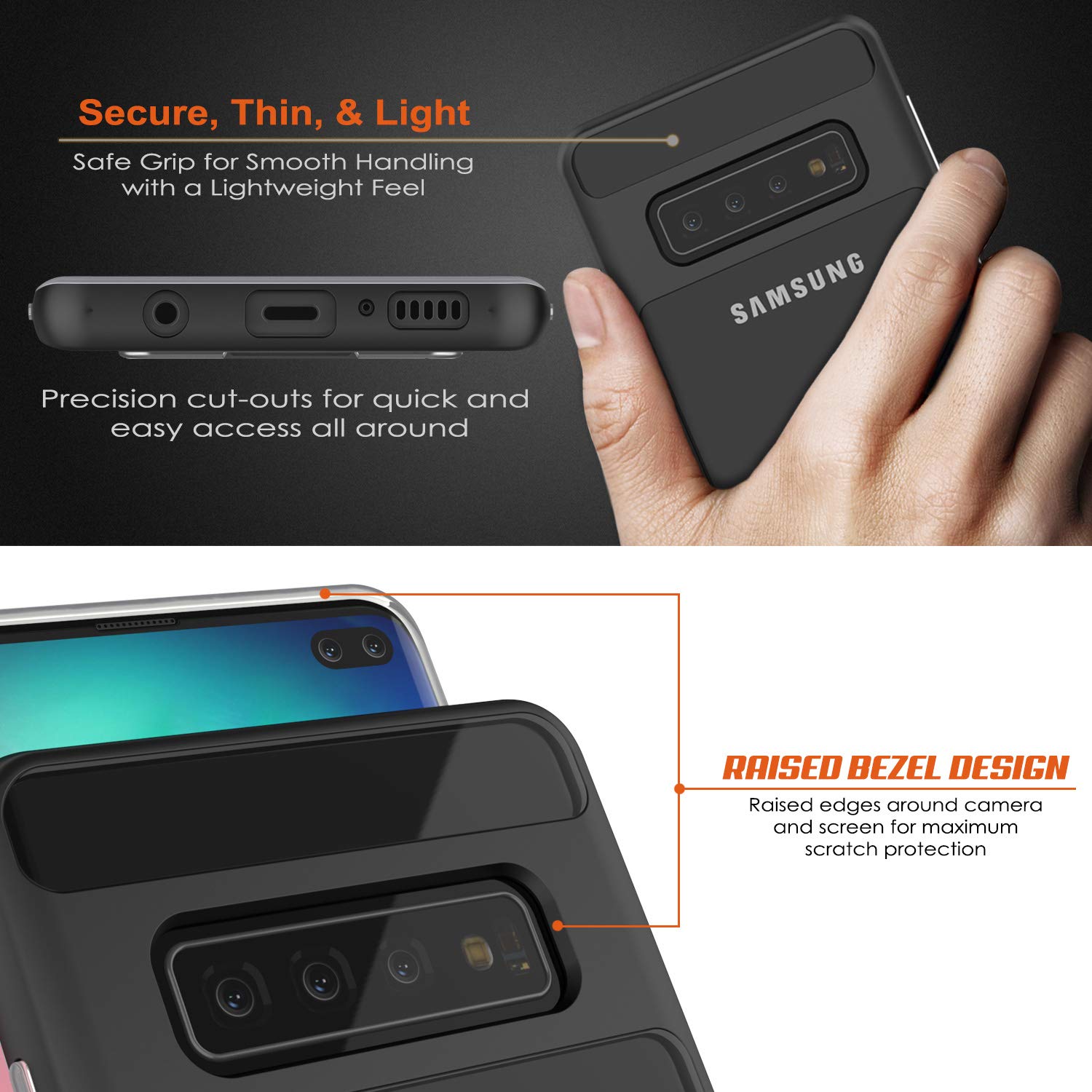 Galaxy S10+ Plus Case, PUNKcase [LUCID 3.0 Series] [Slim Fit] [Clear Back] Armor Cover w/ Integrated Screen Protector