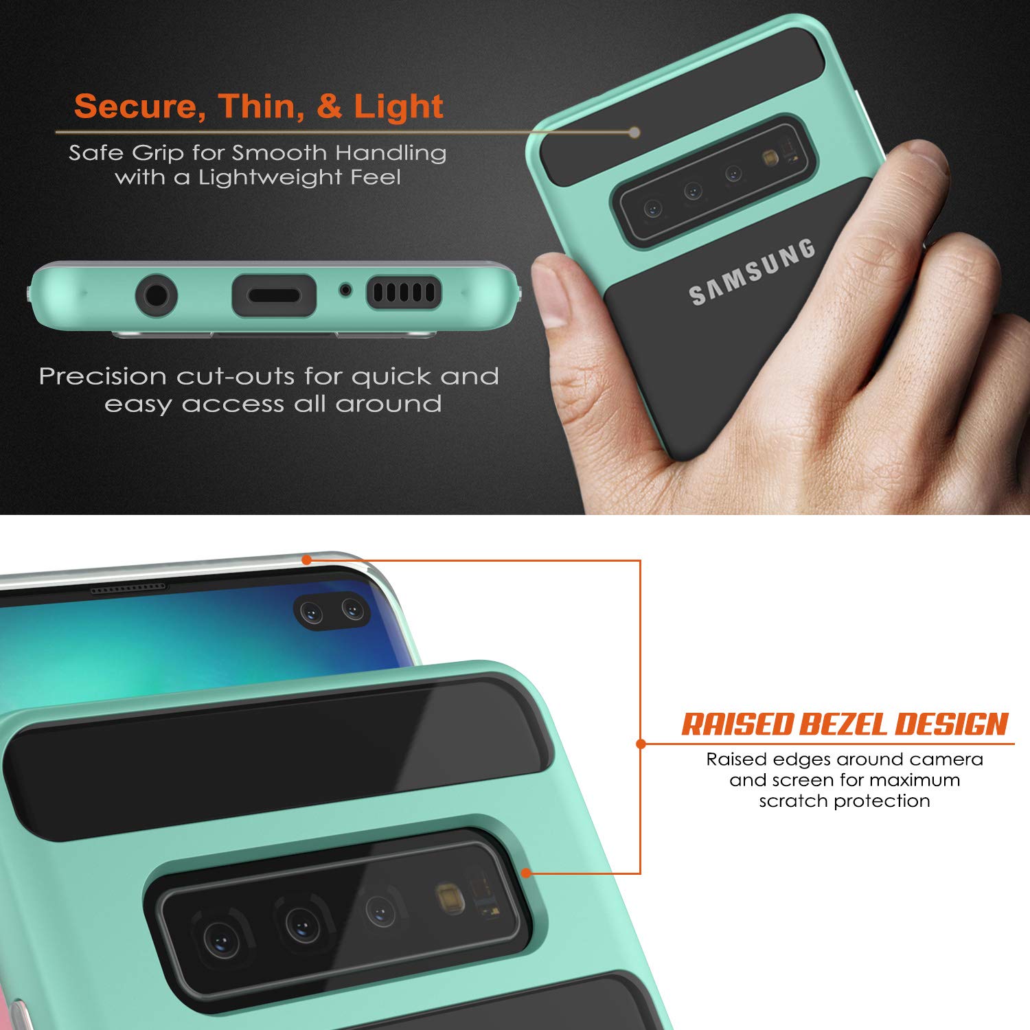 Galaxy S10+ Plus Case, PUNKcase [LUCID 3.0 Series] [Slim Fit] Armor Cover w/ Integrated Screen Protector [Teal]