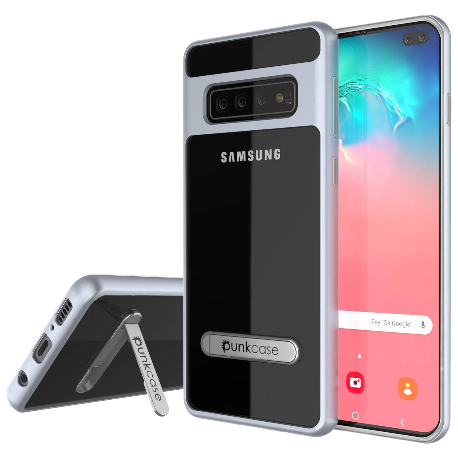 Galaxy S10 Case, PUNKcase [LUCID 3.0 Series] [Slim Fit] Armor Cover w/ Integrated Screen Protector [Silver]