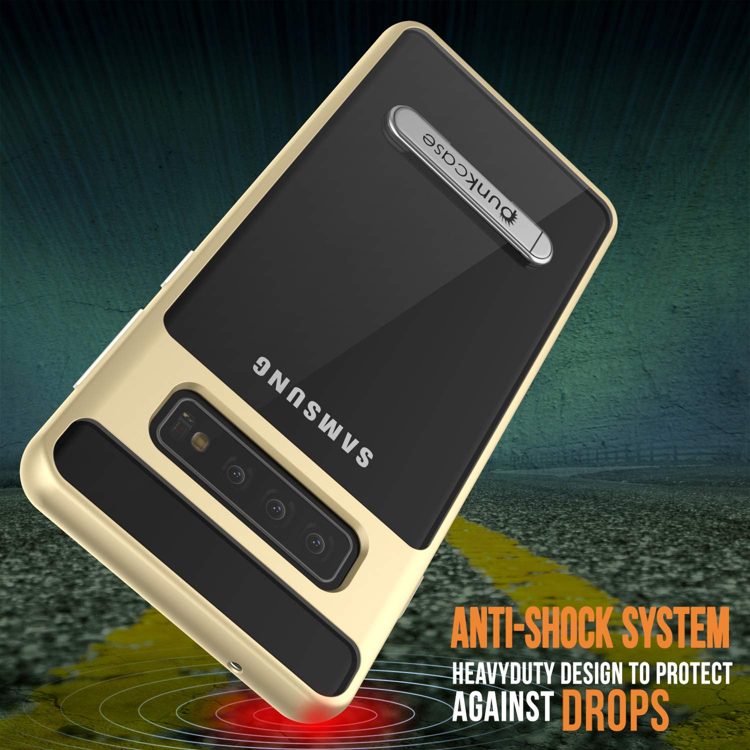 Galaxy S10+ Plus Case, PUNKcase [LUCID 3.0 Series] [Slim Fit] Armor Cover w/ Integrated Screen Protector [Gold]