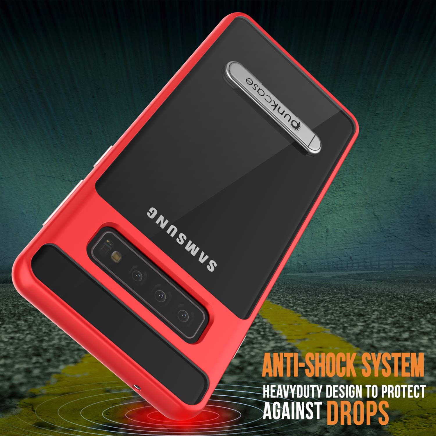 Galaxy S10+ Plus Case, PUNKcase [LUCID 3.0 Series] [Slim Fit] Armor Cover w/ Integrated Screen Protector [Red]