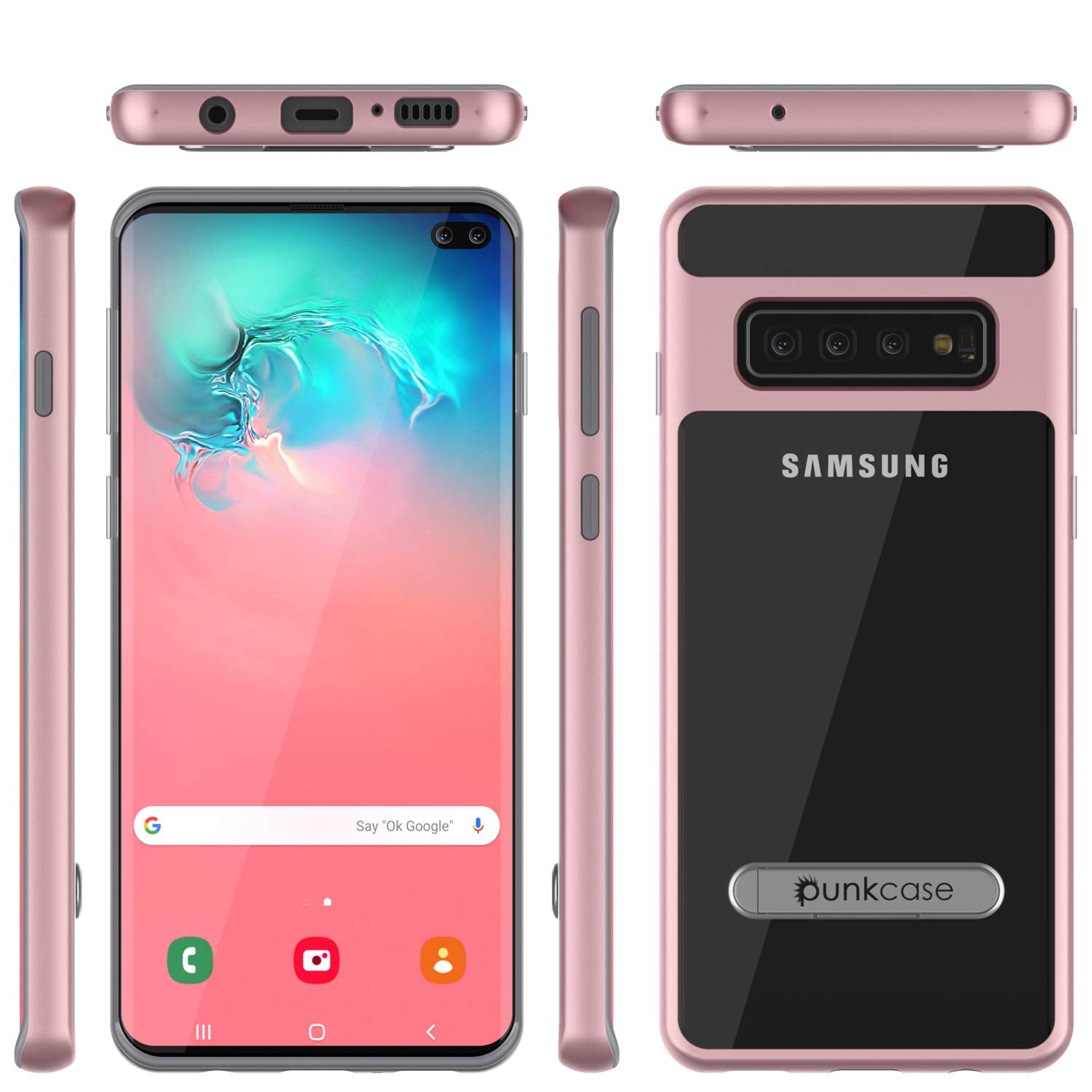 Galaxy S10+ Plus Case, PUNKcase [LUCID 3.0 Series] [Slim Fit] Armor Cover w/ Integrated Screen Protector [Rose Gold]
