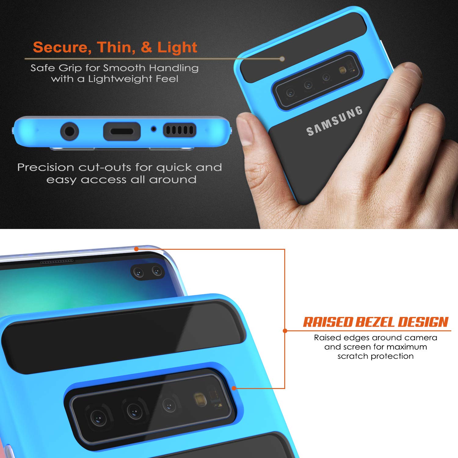 Galaxy S10 Case, PUNKcase [LUCID 3.0 Series] [Slim Fit] Armor Cover w/ Integrated Screen Protector [Blue]