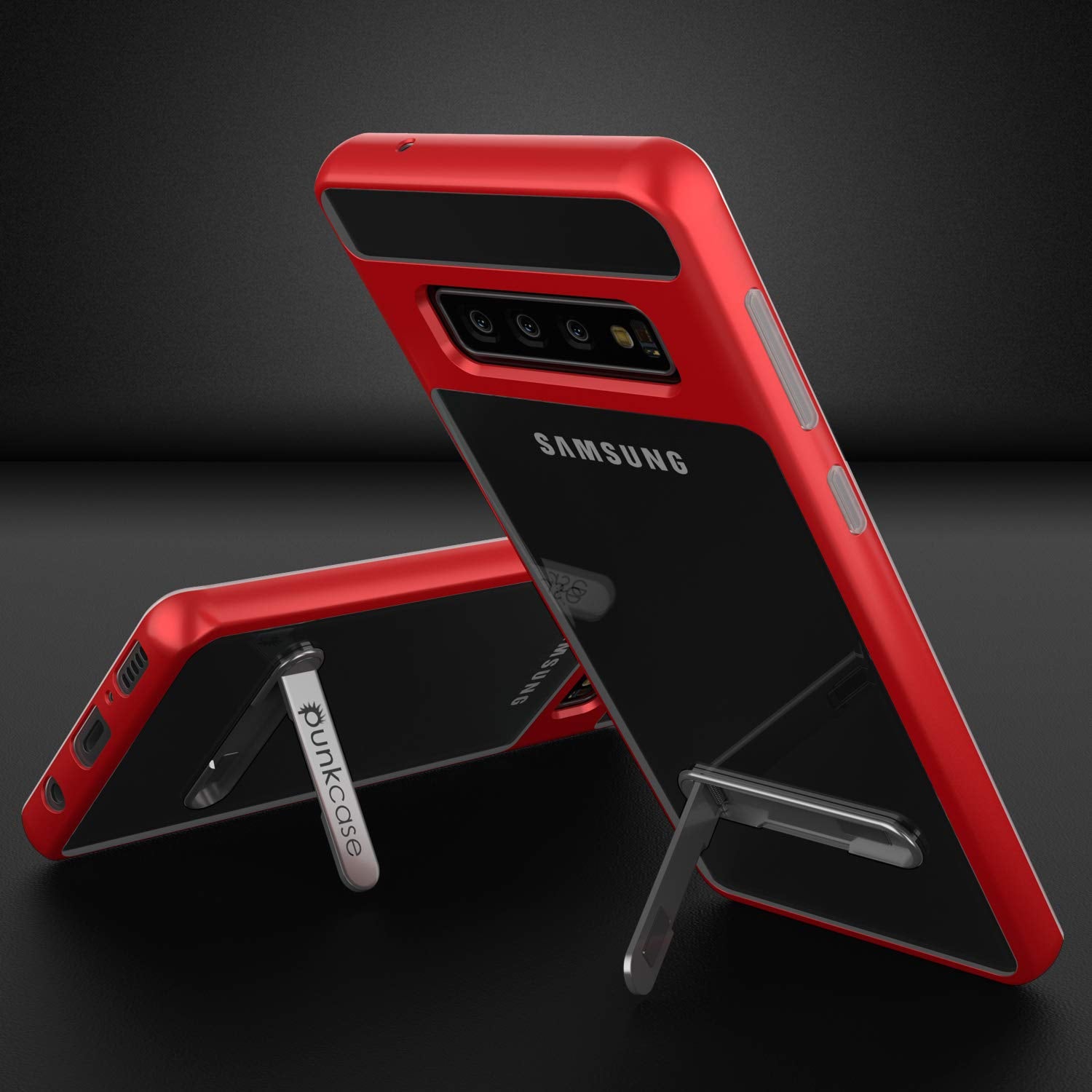 Galaxy S10+ Plus Case, PUNKcase [LUCID 3.0 Series] [Slim Fit] Armor Cover w/ Integrated Screen Protector [Red]