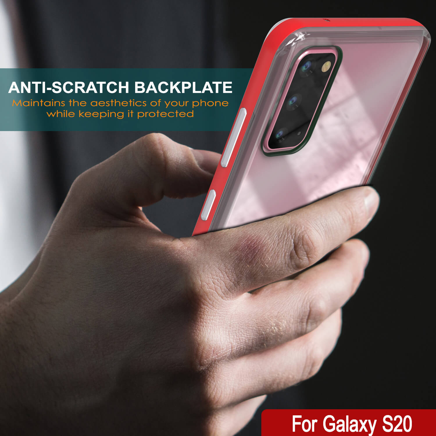 Galaxy S20 Case, PUNKcase [LUCID 3.0 Series] [Slim Fit] Armor Cover w/ Integrated Screen Protector [Red]