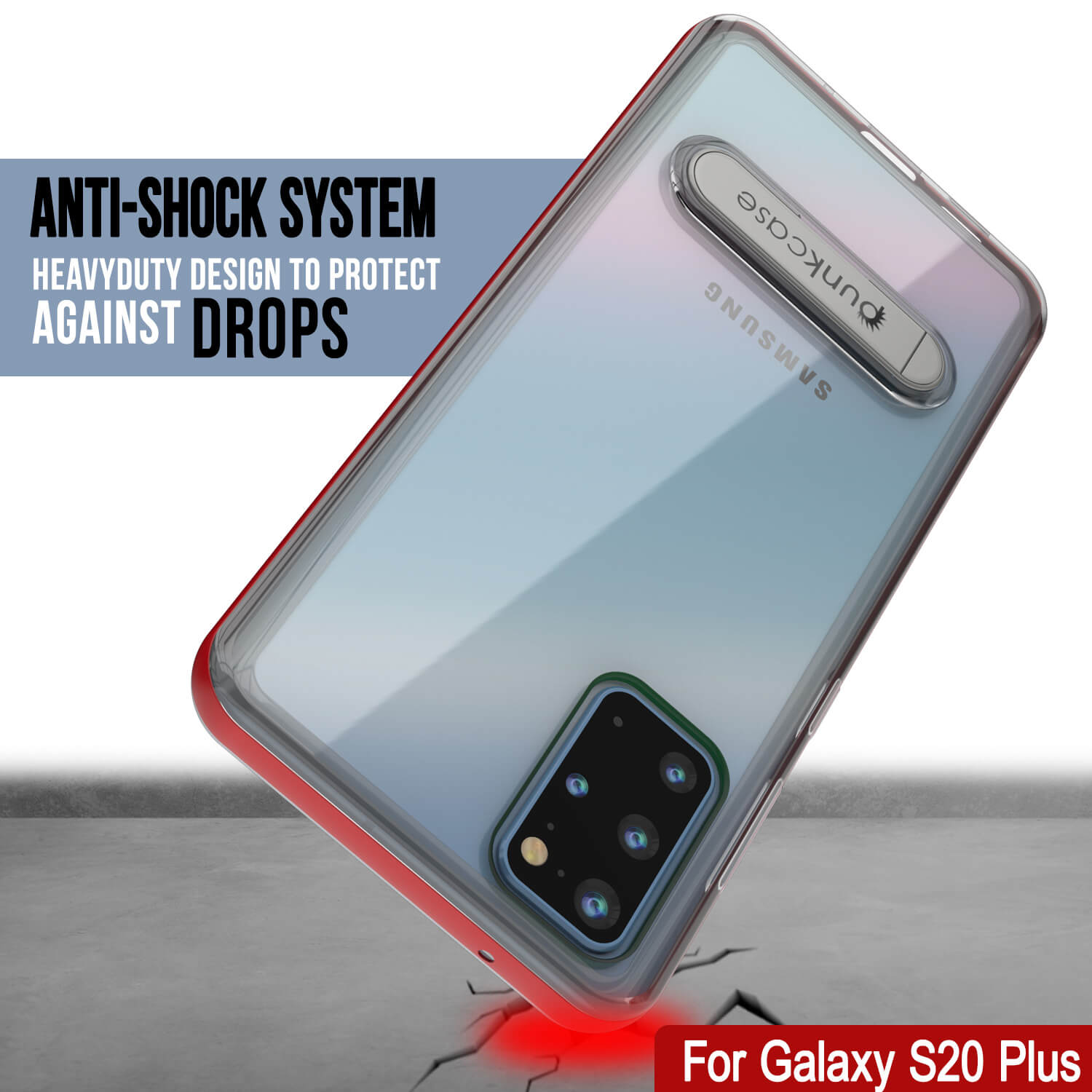 Galaxy S20+ Plus Case, PUNKcase [LUCID 3.0 Series] [Slim Fit] Armor Cover w/ Integrated Screen Protector [Red]