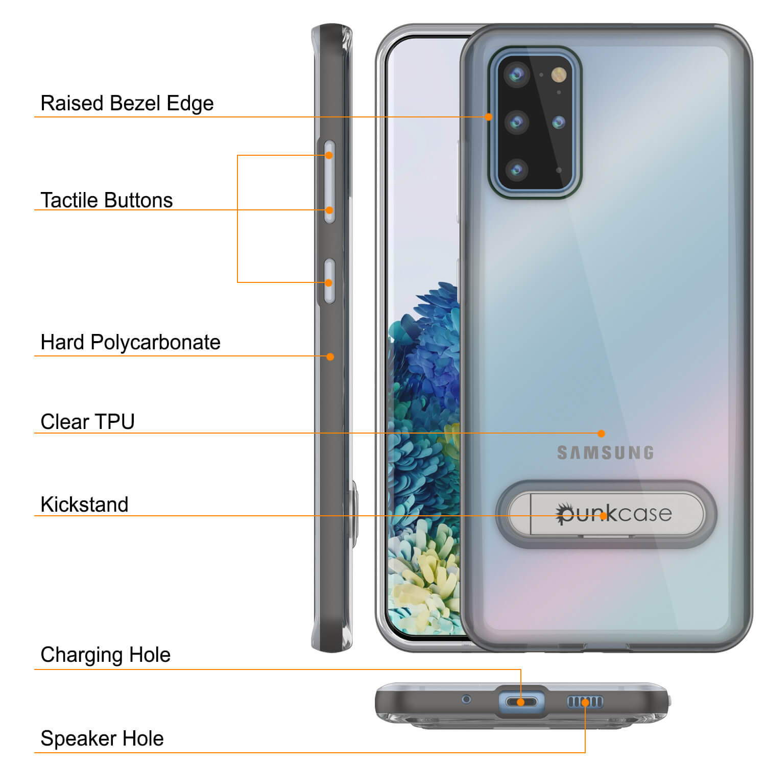 Galaxy S20+ Plus Case, PUNKcase [LUCID 3.0 Series] [Slim Fit] Armor Cover w/ Integrated Screen Protector [Grey]