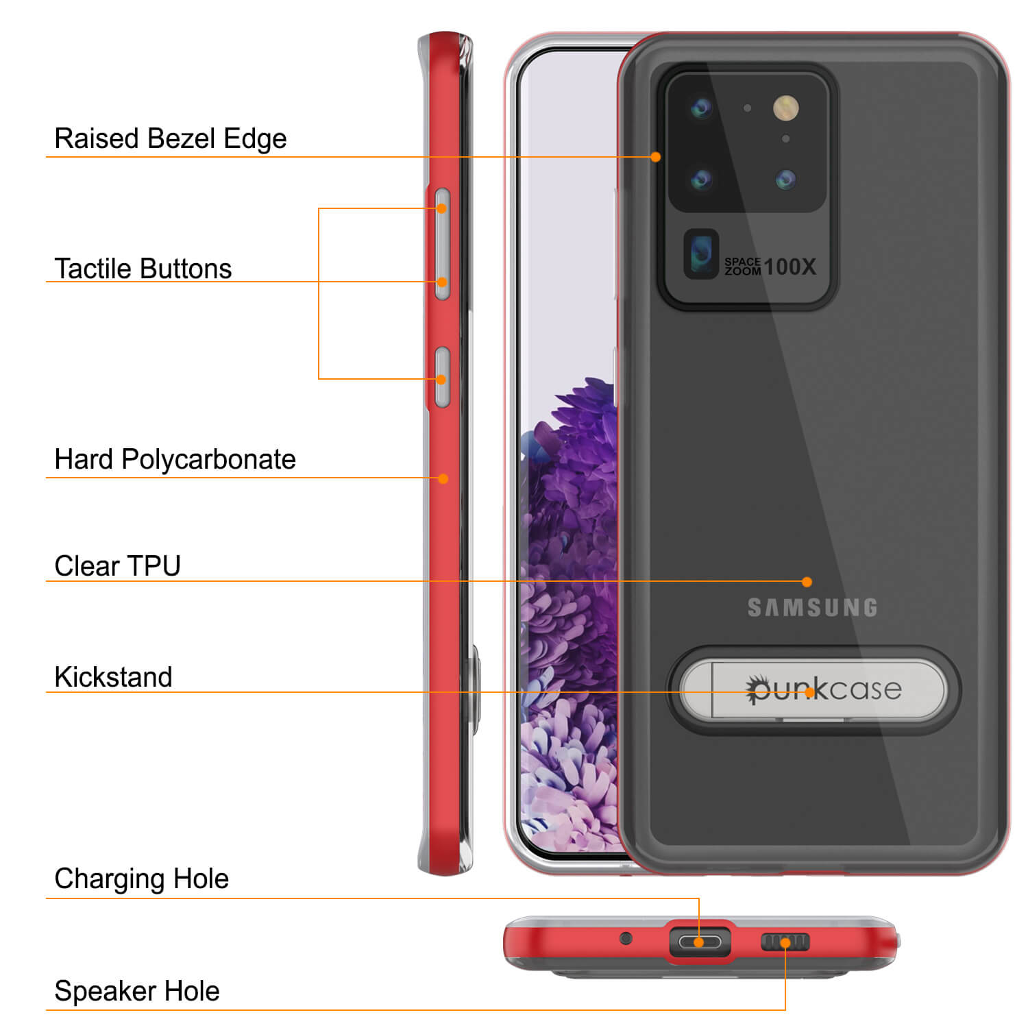 Galaxy S20 Ultra Case, PUNKcase [LUCID 3.0 Series] [Slim Fit] Armor Cover w/ Integrated Screen Protector [Red]