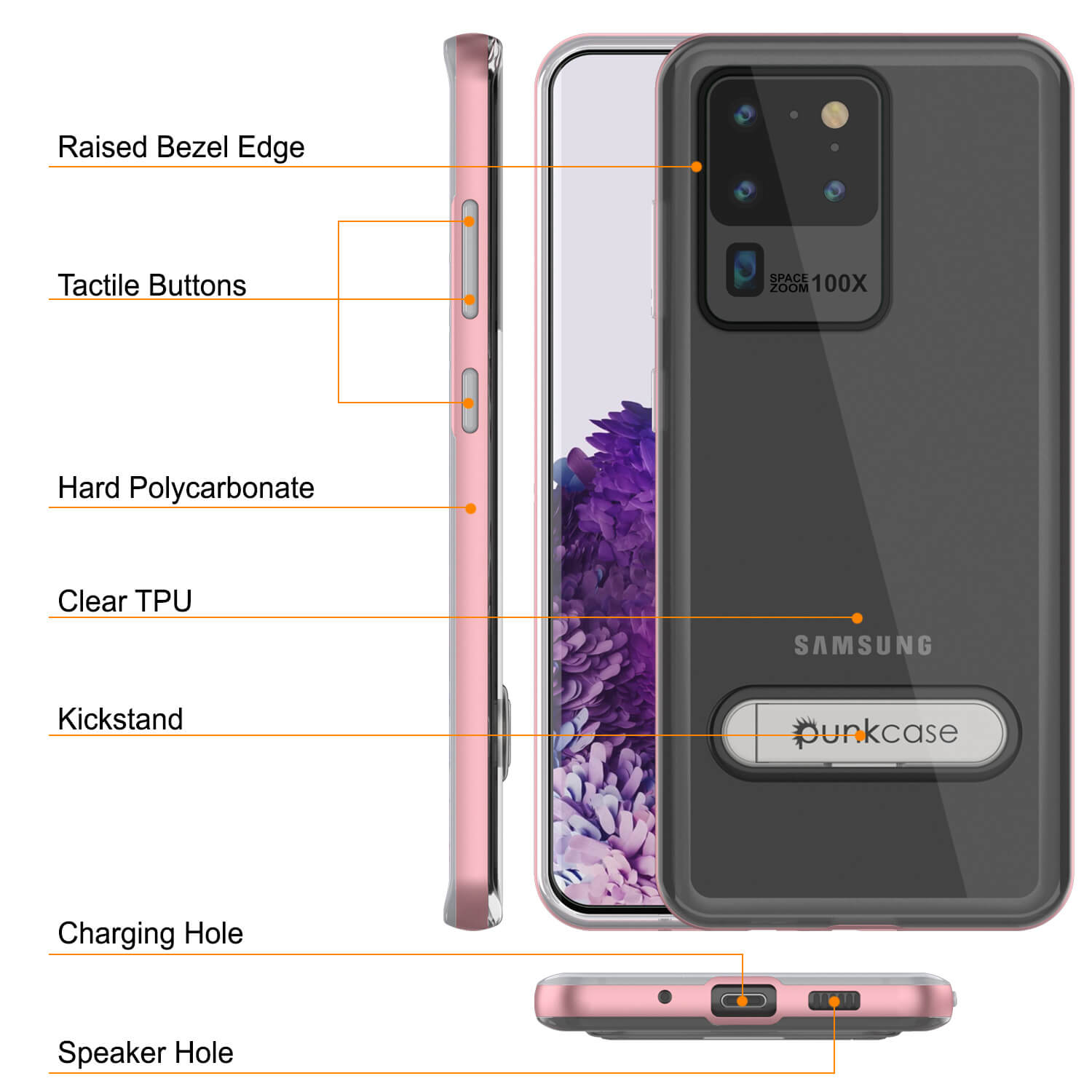 Galaxy S20 Ultra Case, PUNKcase [LUCID 3.0 Series] [Slim Fit] Armor Cover w/ Integrated Screen Protector [Rose Gold]
