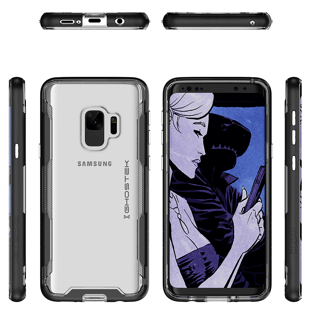 Galaxy S9 Clear Protective Case | Cloak 3 Series [Black]