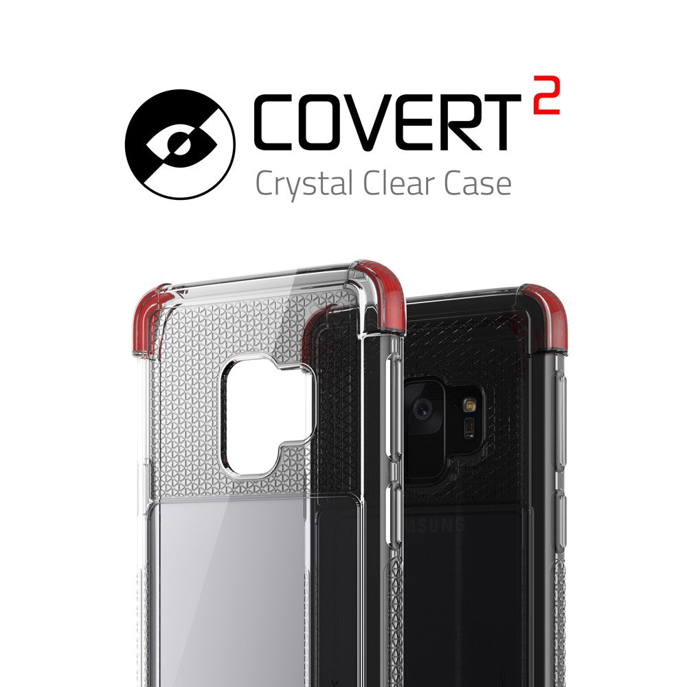 Galaxy S9 Clear Protective Case | Covert 2 Series [Red]