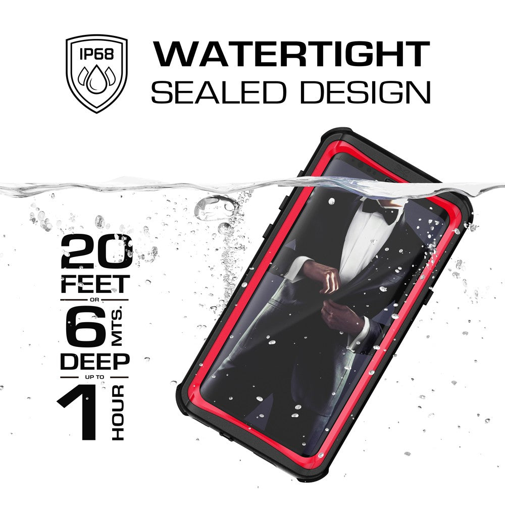 Galaxy S9+ Plus Rugged Waterproof Case | Nautical Series | [Red]