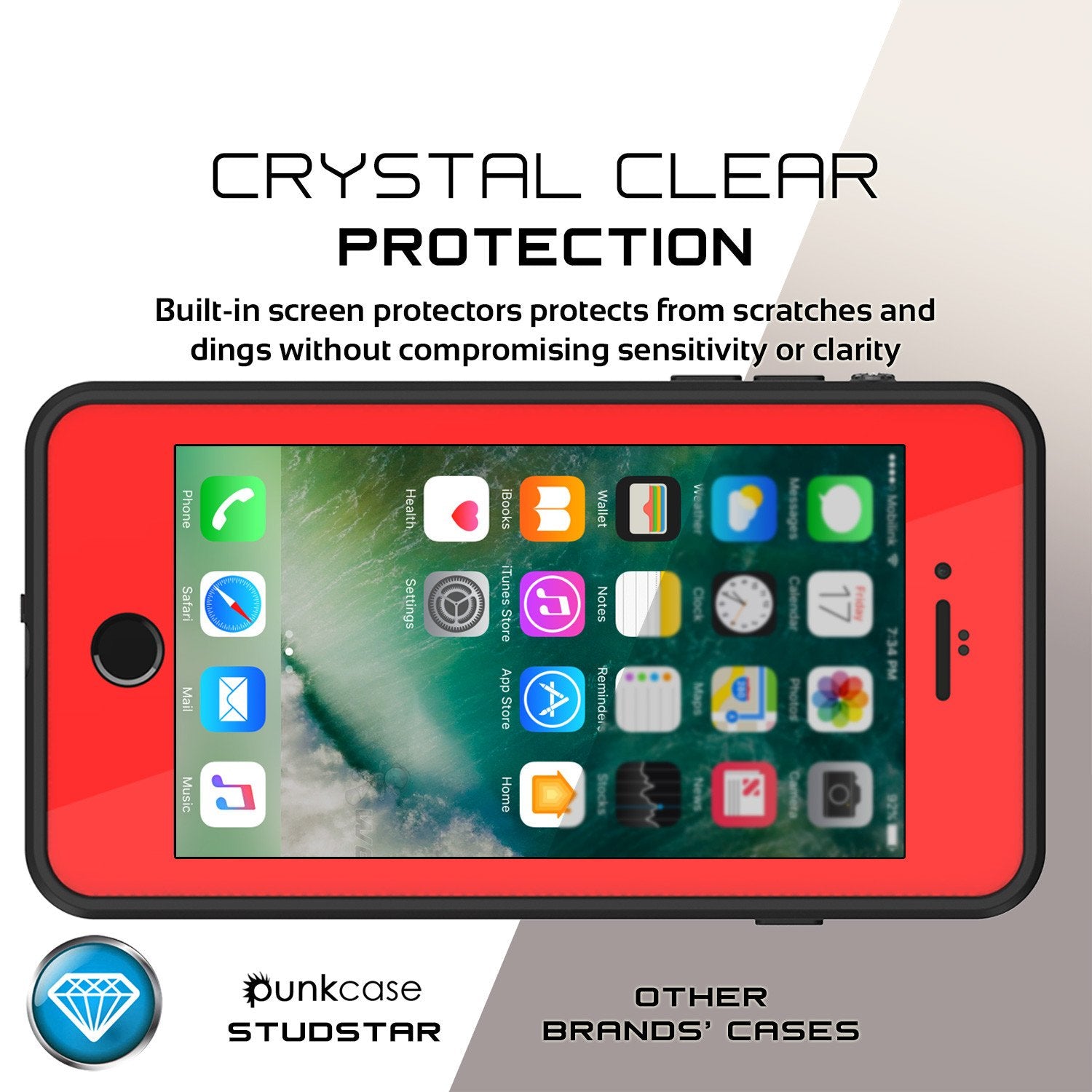 Red iPhone 8 Plus Case | Punkcase iPhone 8 Plus - Waterproof