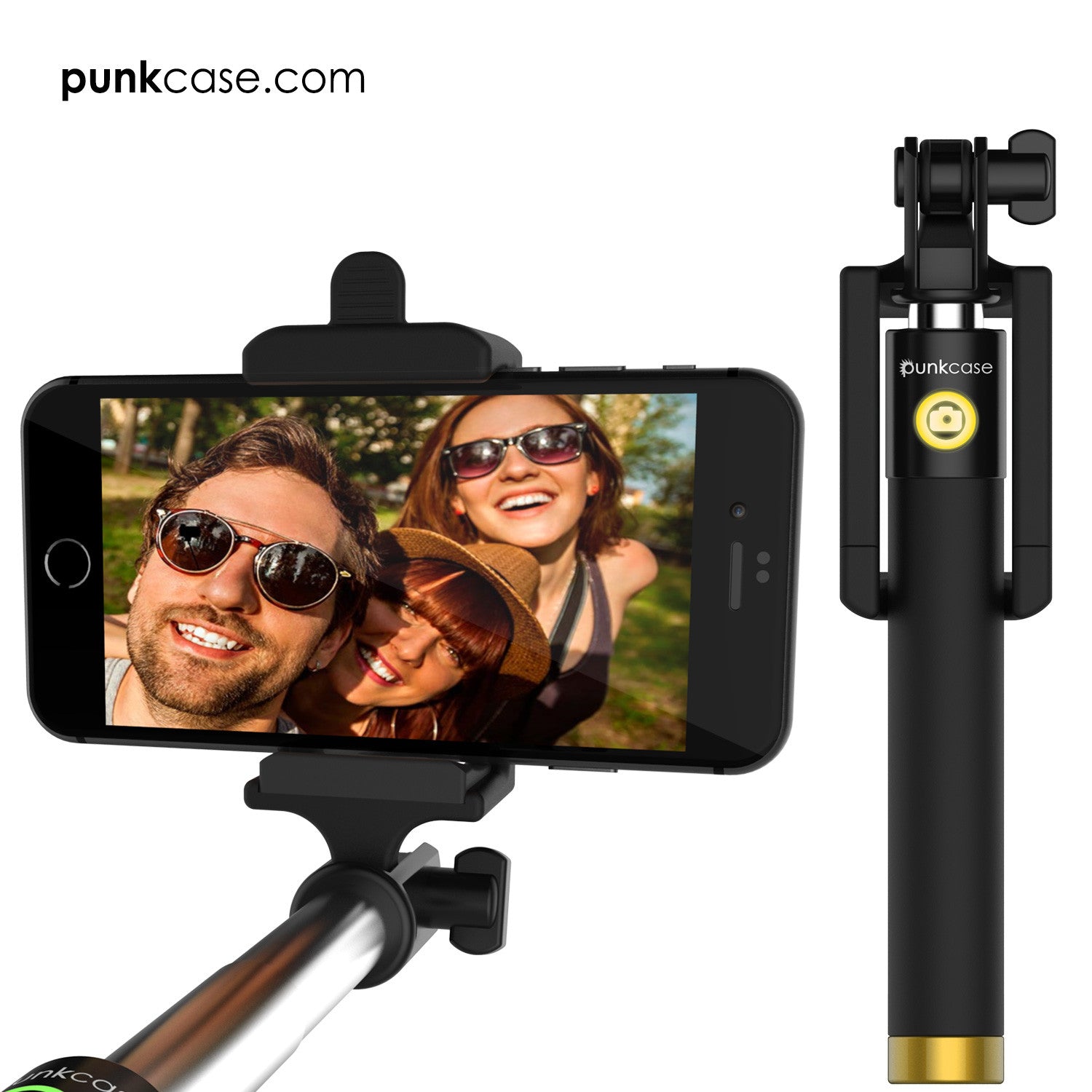 Selfie Stick - Gold, Extendable Monopod with Built-In Bluetooth Remote Shutter