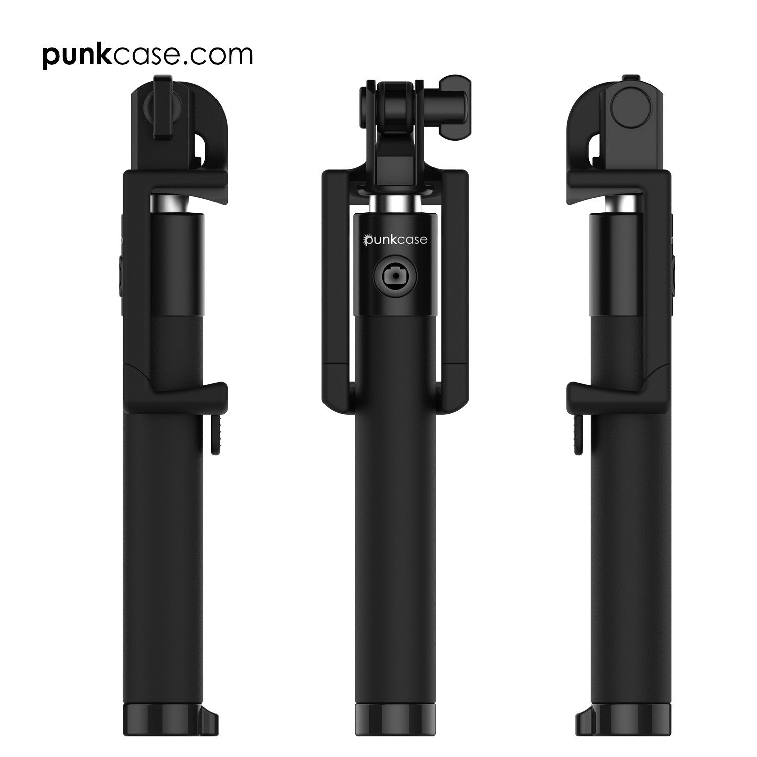 Selfie Stick - Black, Extendable Monopod with Built-In Bluetooth Remote Shutter